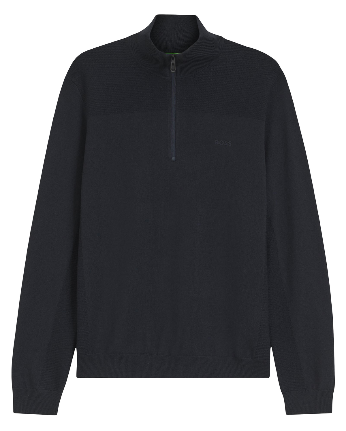 BOSS Momentum-X Zip Neck Virgin Wool Blend Sweater With Logo