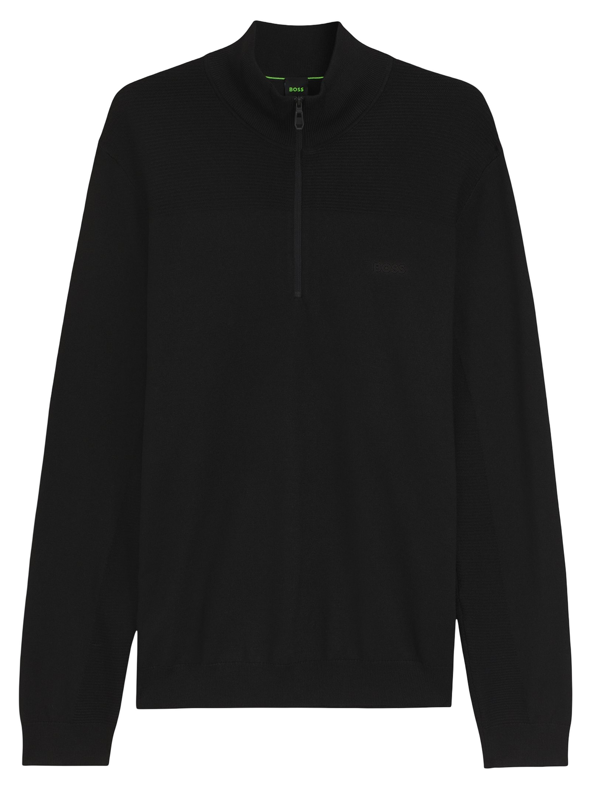 BOSS Momentum-X Zip Neck Virgin Wool Blend Sweater With Logo