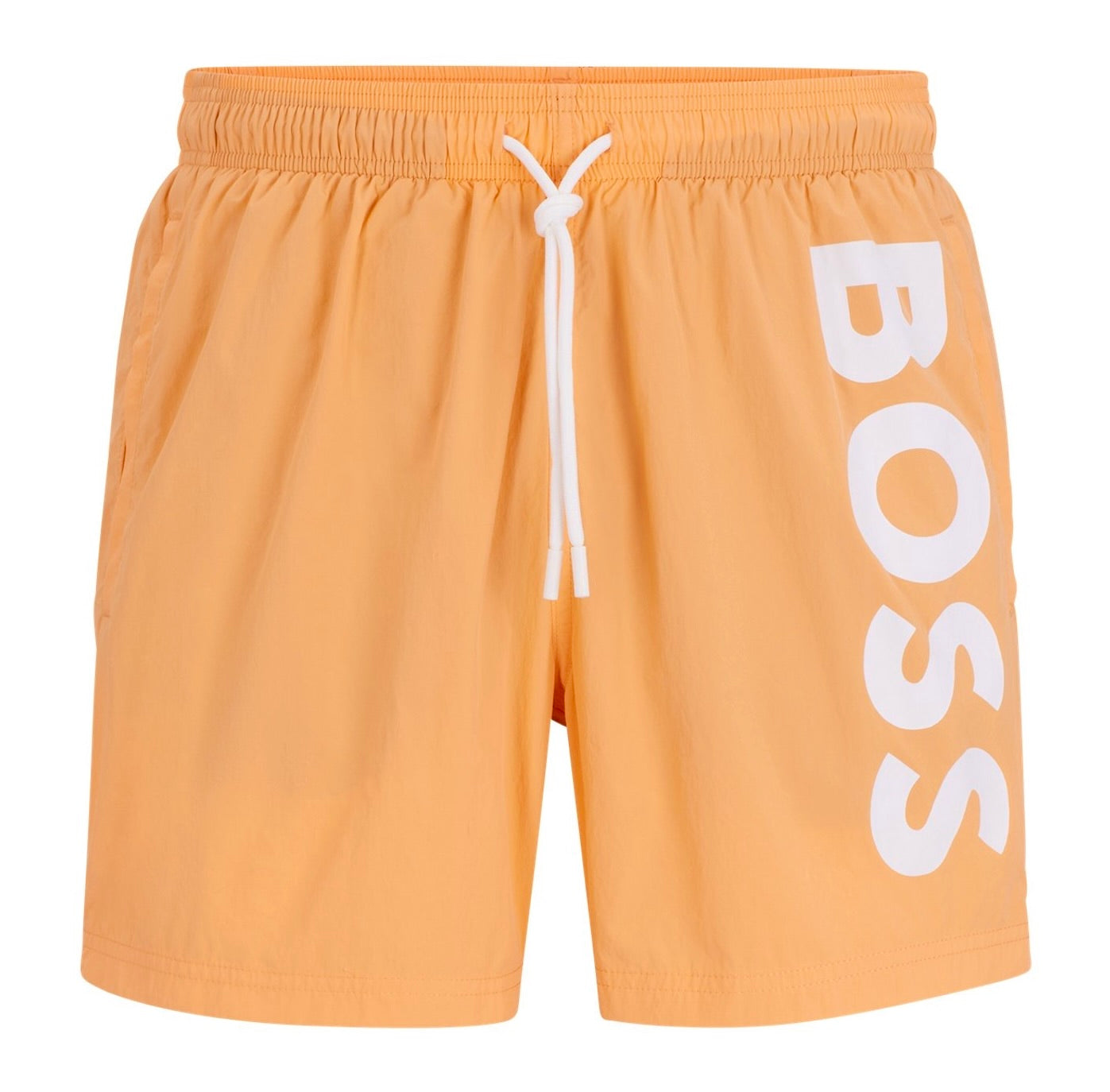 BOSS Octopus Vertical-Logo-Print Swim Shorts In Quick-Dry Poplin