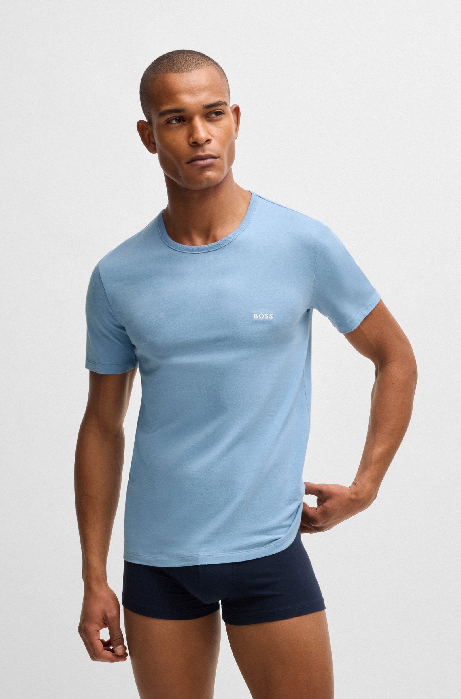 BOSS Three-Pack Of Logo-Embroidered T-Shirts In Cotton