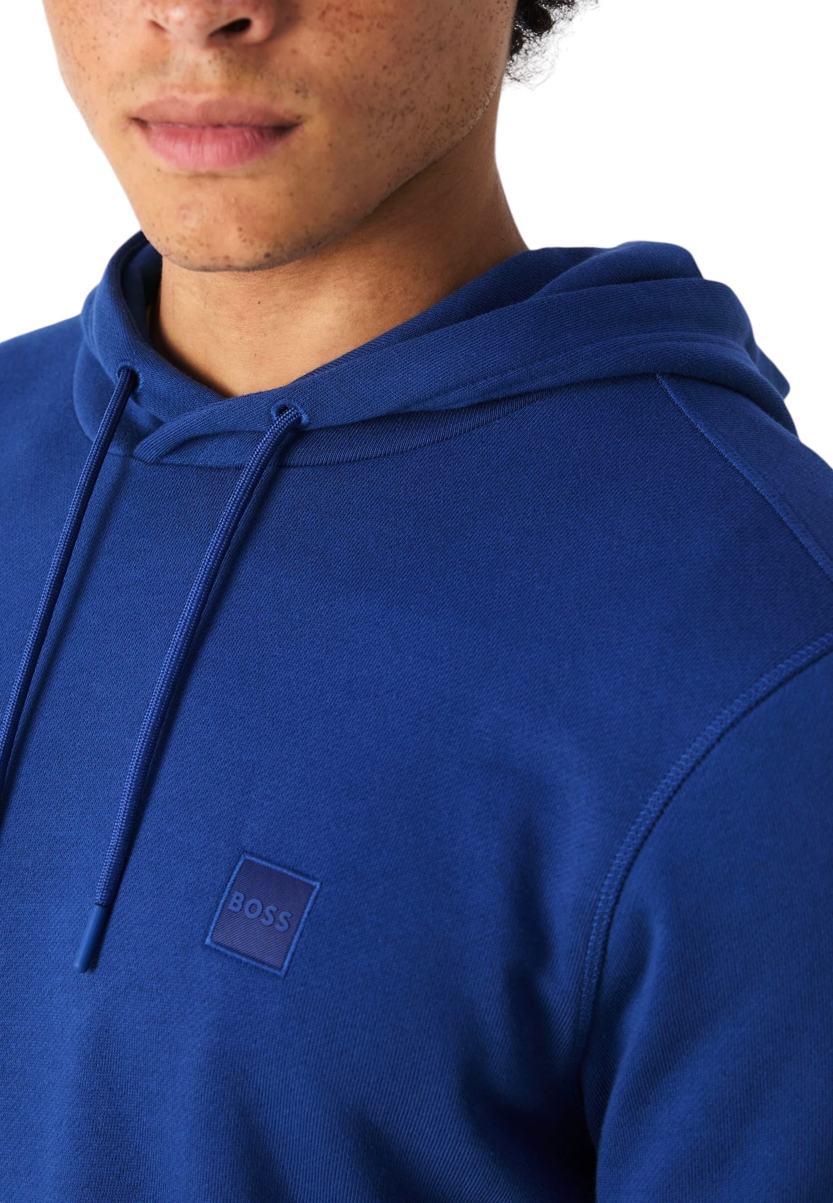 BOSS WETALK COTTON TERRY HOODIE WITH LOGO PATCH