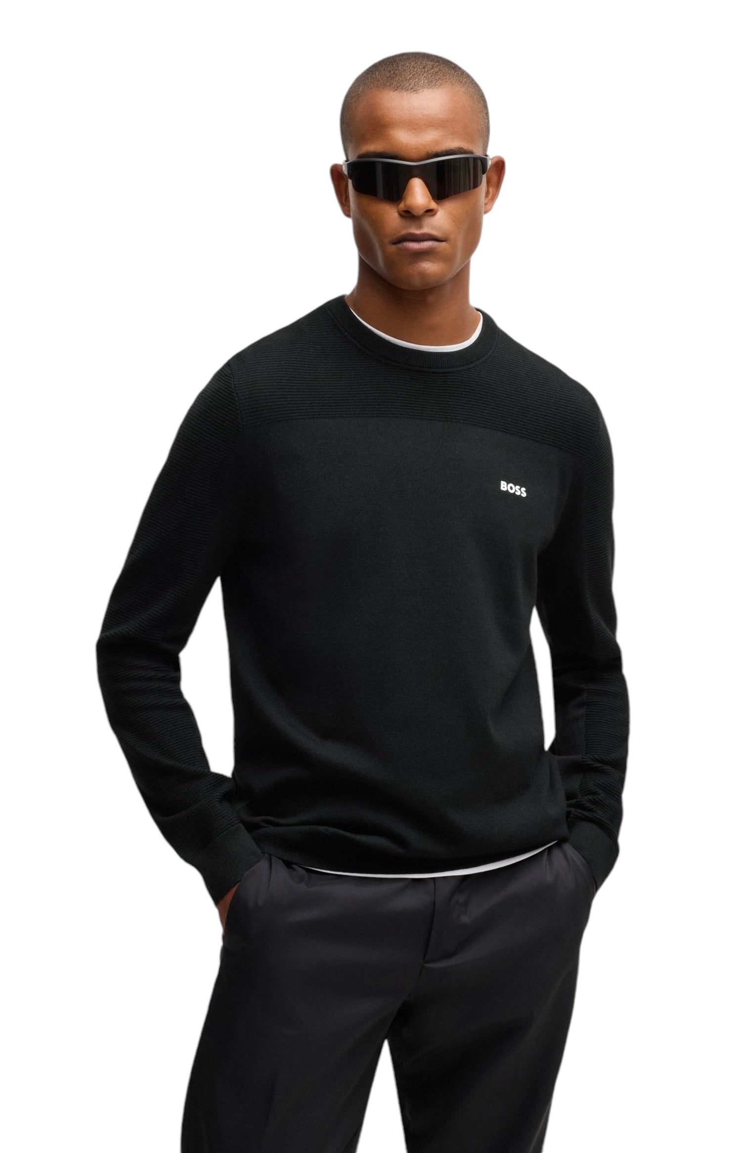 BOSS Momentum-X Cn Branded Crew-Neck Sweater In Dry-Flex Fabric