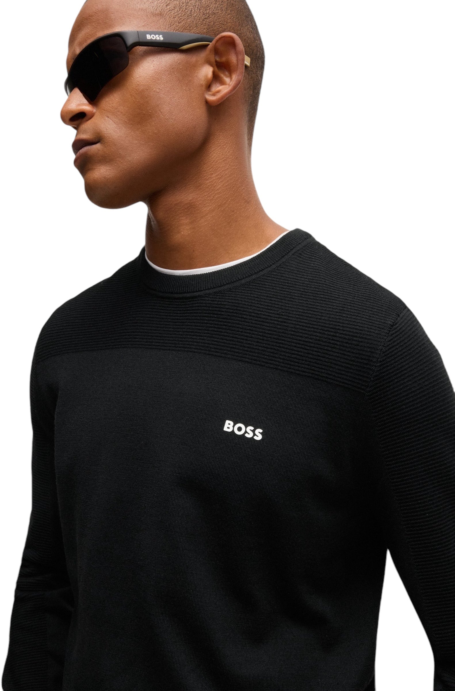 BOSS Momentum-X Cn Branded Crew-Neck Sweater In Dry-Flex Fabric