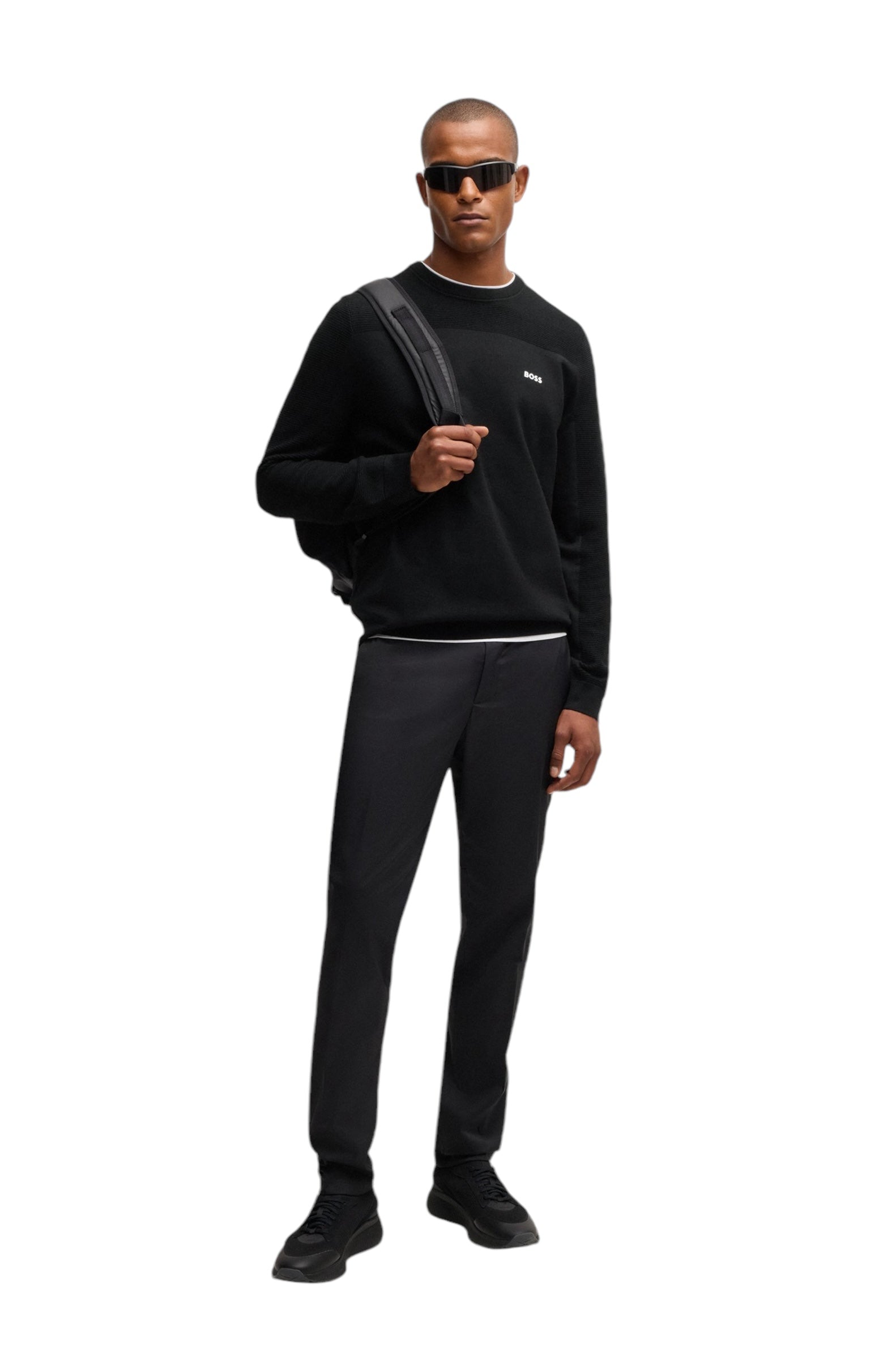 BOSS Momentum-X Cn Branded Crew-Neck Sweater In Dry-Flex Fabric