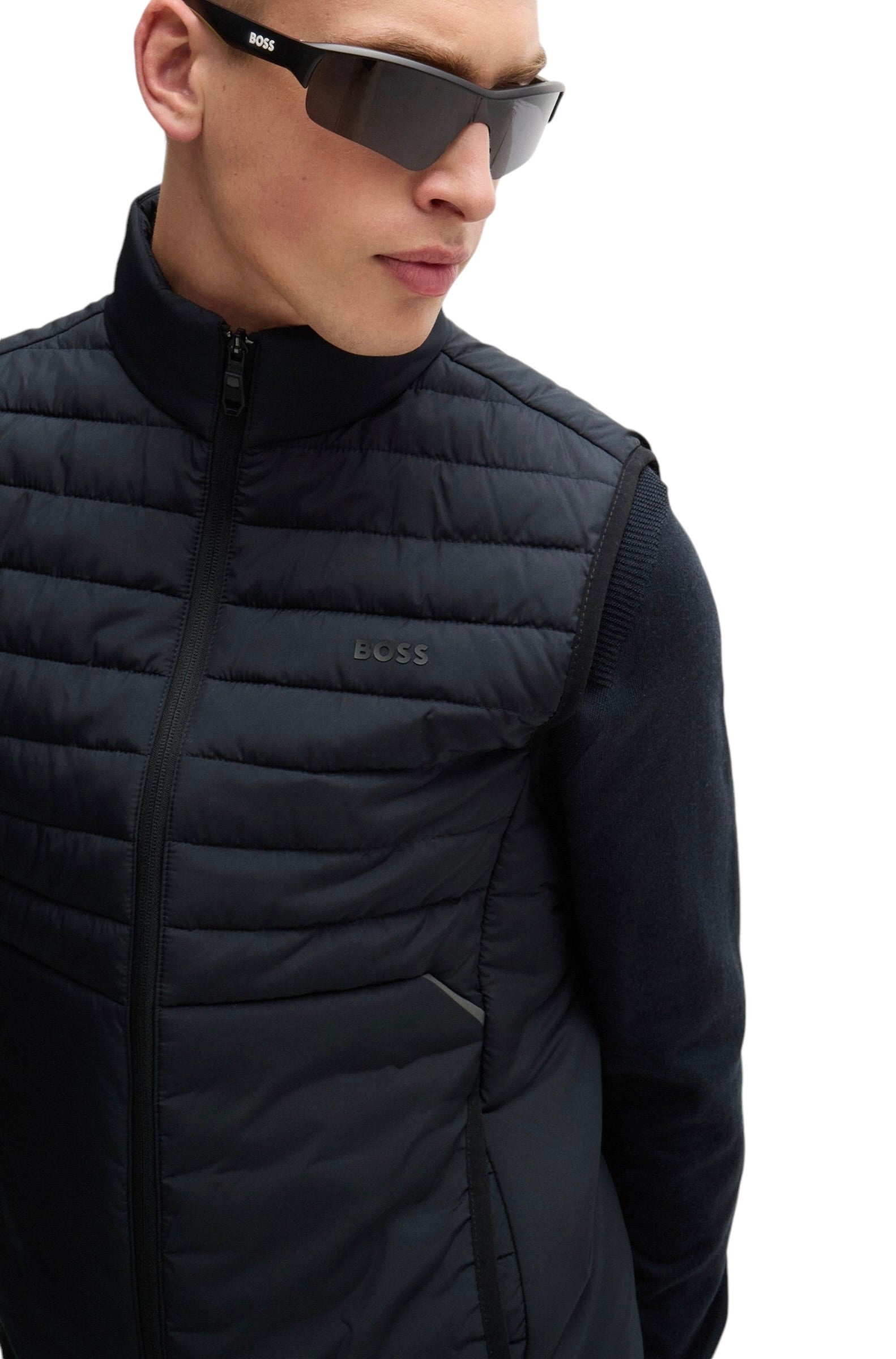 BOSS V_Thor 2 Regular Fit Zipped Gilet In Water-Repellent Fabric