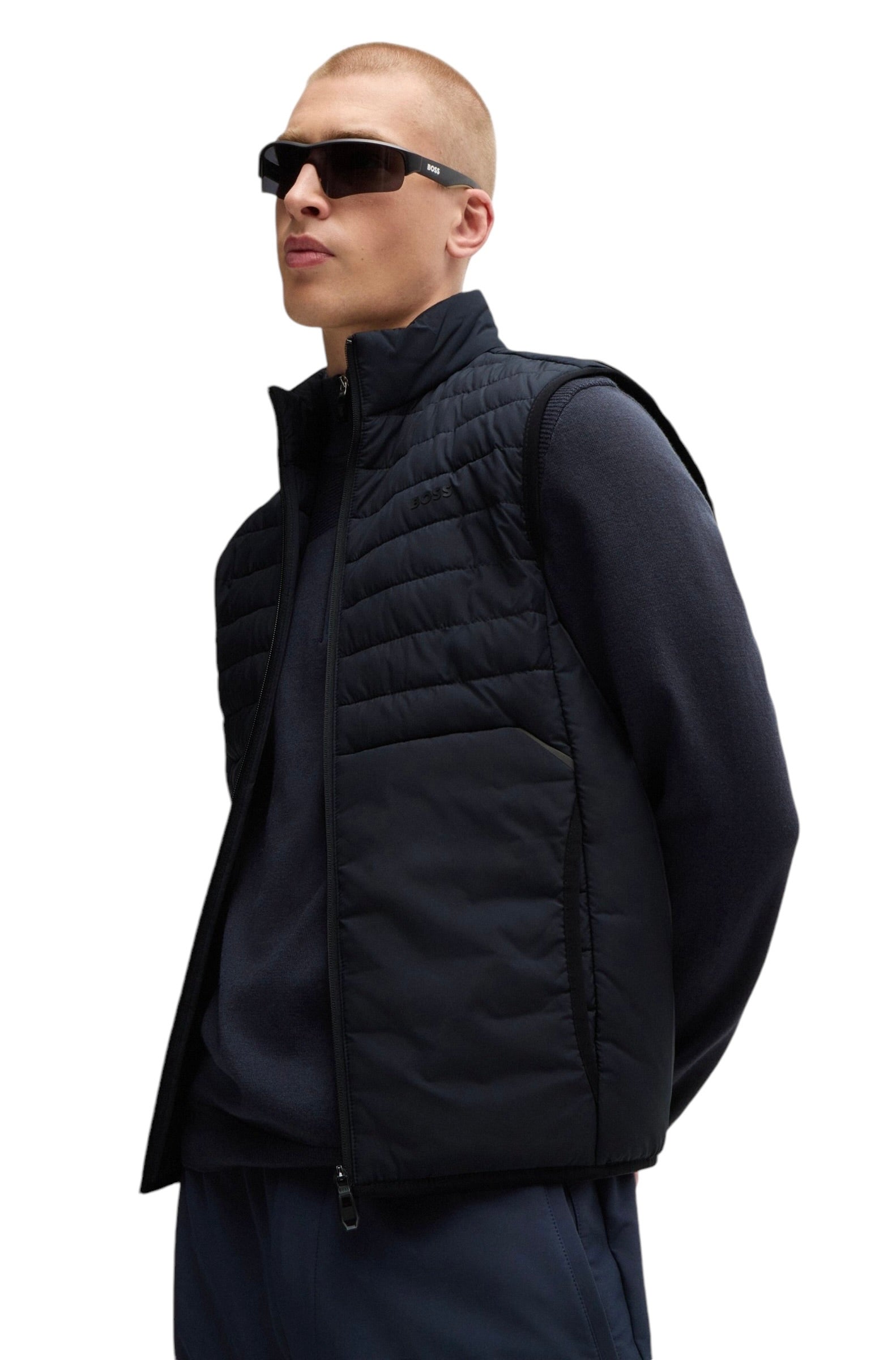 BOSS V_Thor 2 Regular Fit Zipped Gilet In Water-Repellent Fabric