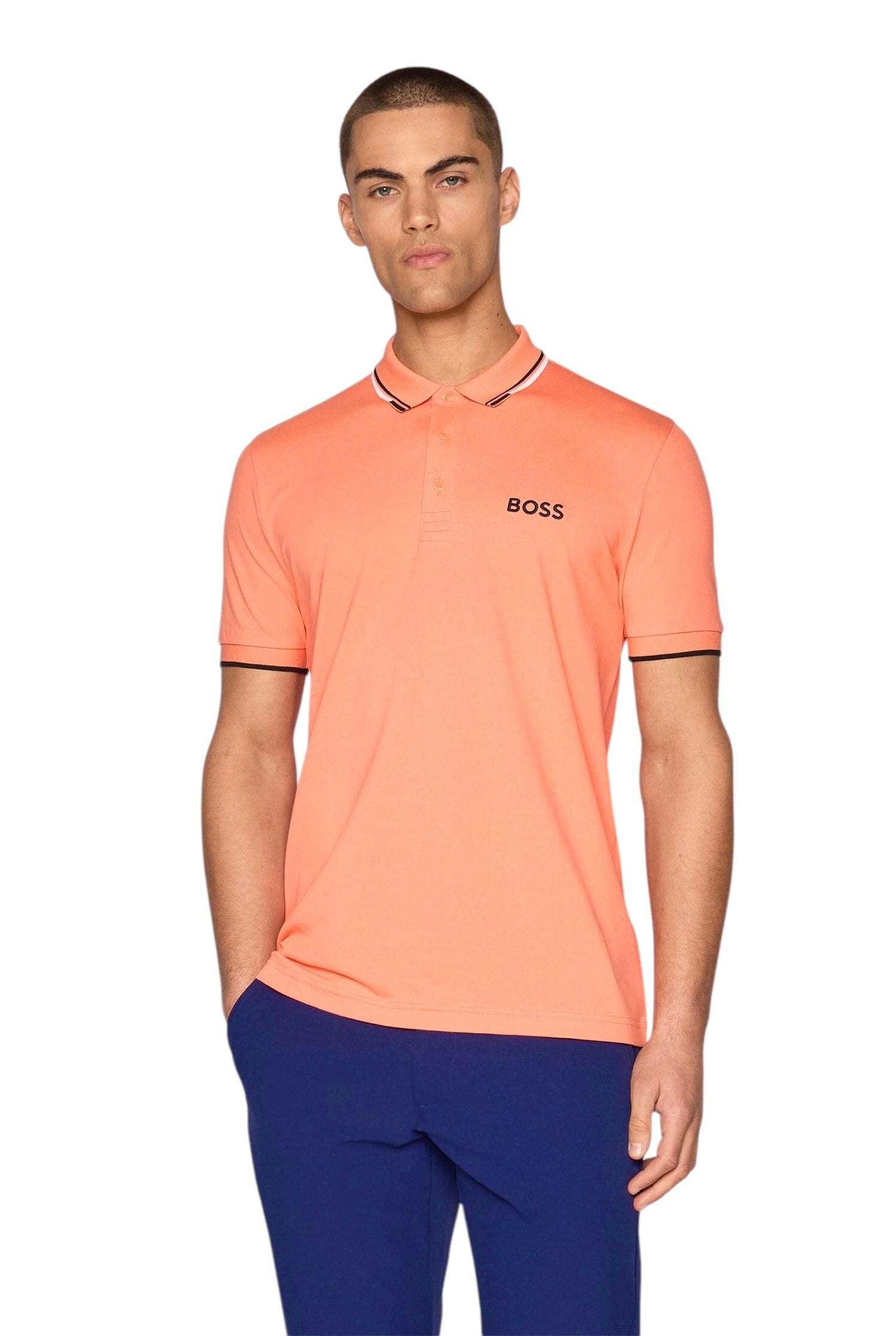 BOSS Paddy Pro Cotton Blend Polo Shirt With Contrast Logos