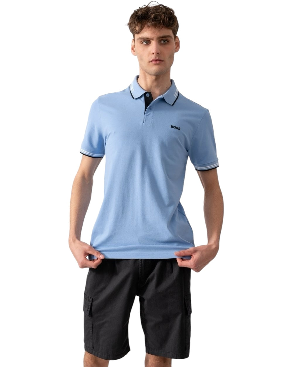 BOSS Paul Slim Fit Stretch Cotton Polo Shirt With Logo Undercollar