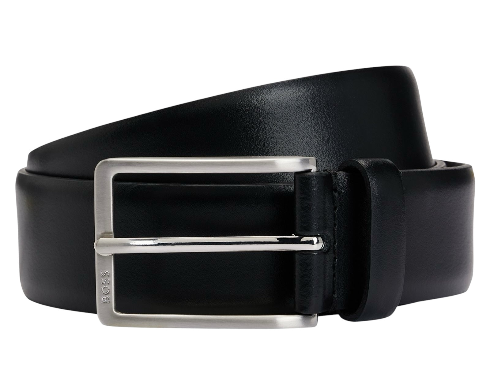 BOSS Erman L_Sz35 Italian-Made Leather Belt With Engraved-Logo Buckle