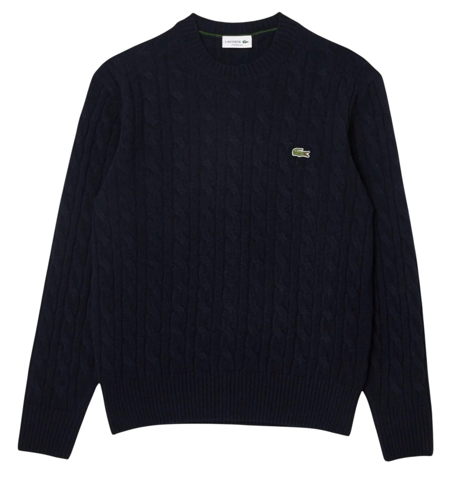 Lacoste Pure Wool Cable Knit Crew Neck Jumper