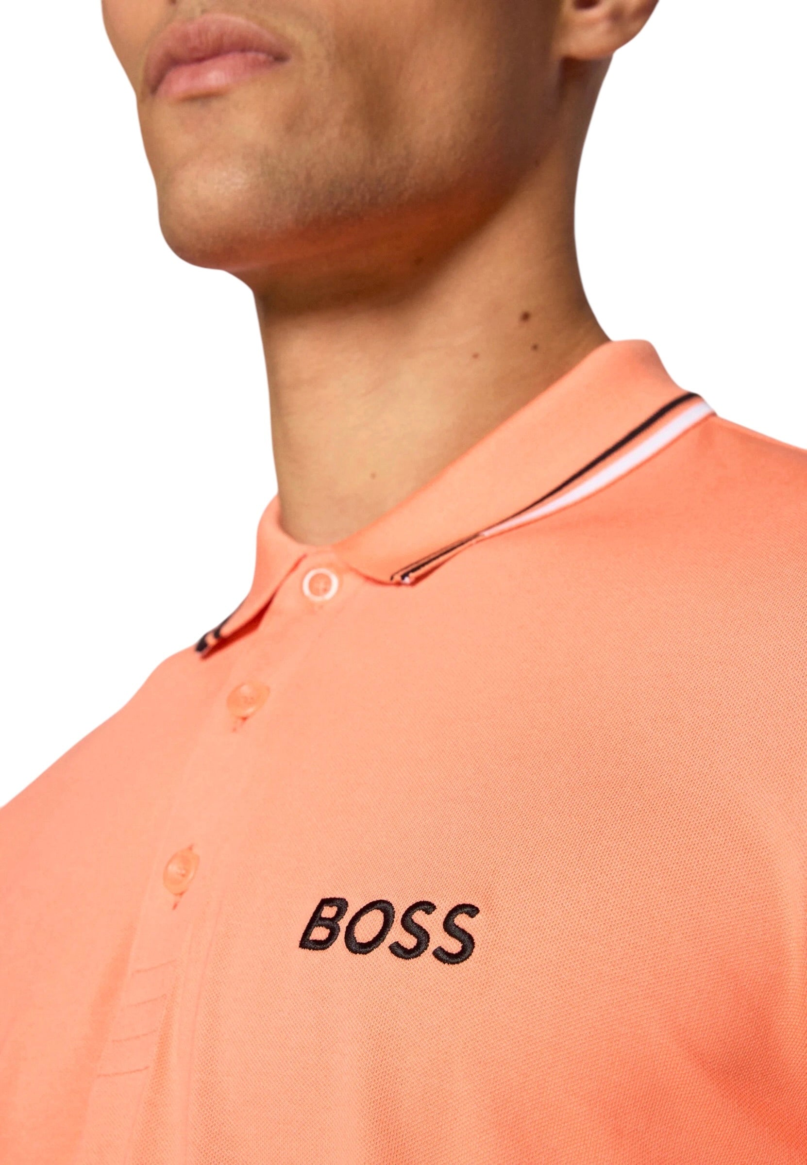 BOSS Paddy Pro Cotton Blend Polo Shirt With Contrast Logos
