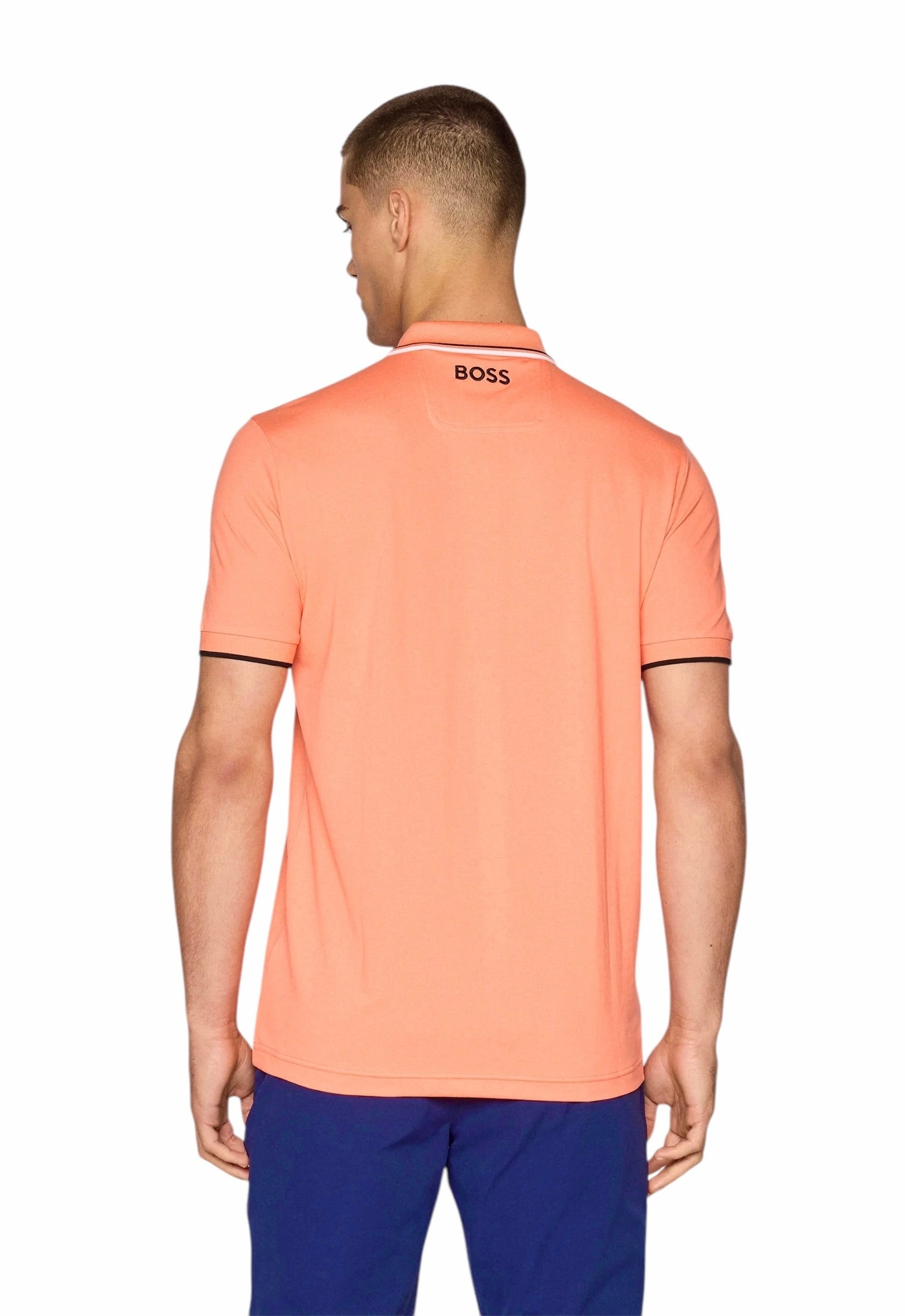 BOSS Paddy Pro Cotton Blend Polo Shirt With Contrast Logos
