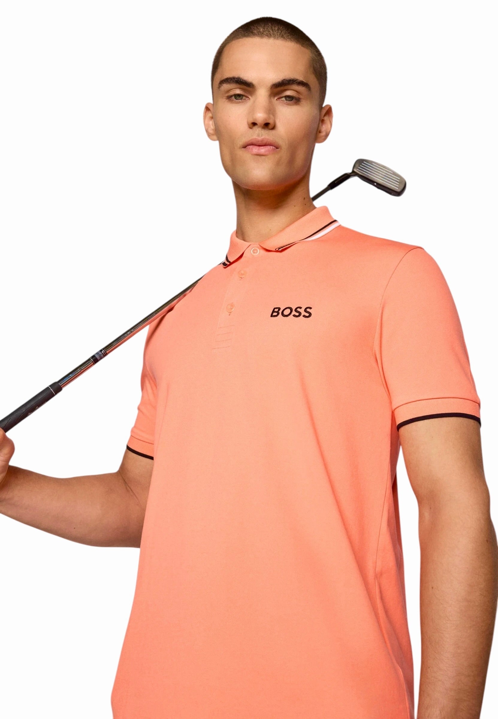 BOSS Paddy Pro Cotton Blend Polo Shirt With Contrast Logos