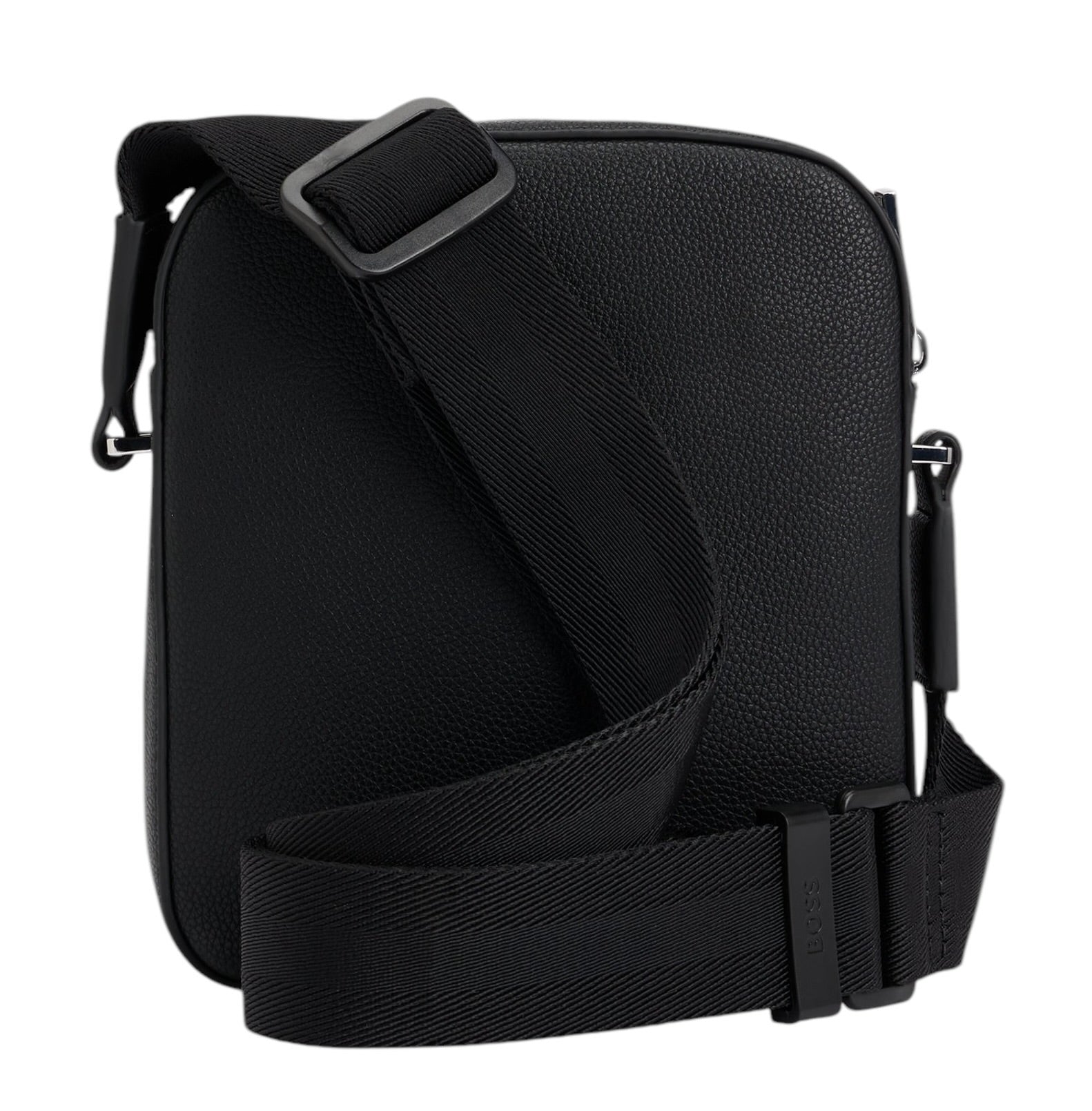 BOSS Ray Ns Zip Grained Faux-Leather Reporter Bag With Logo Trim