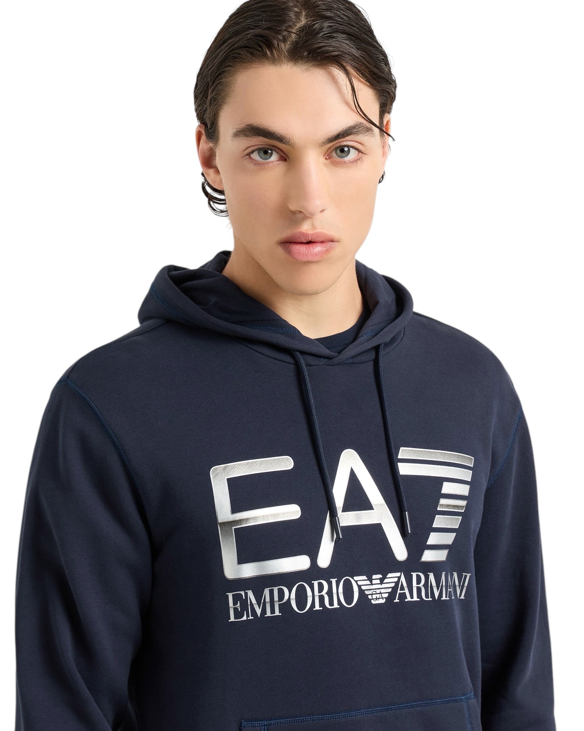 EA7 Emporio Armani Logo Series Hooded Cotton Sweatshirt