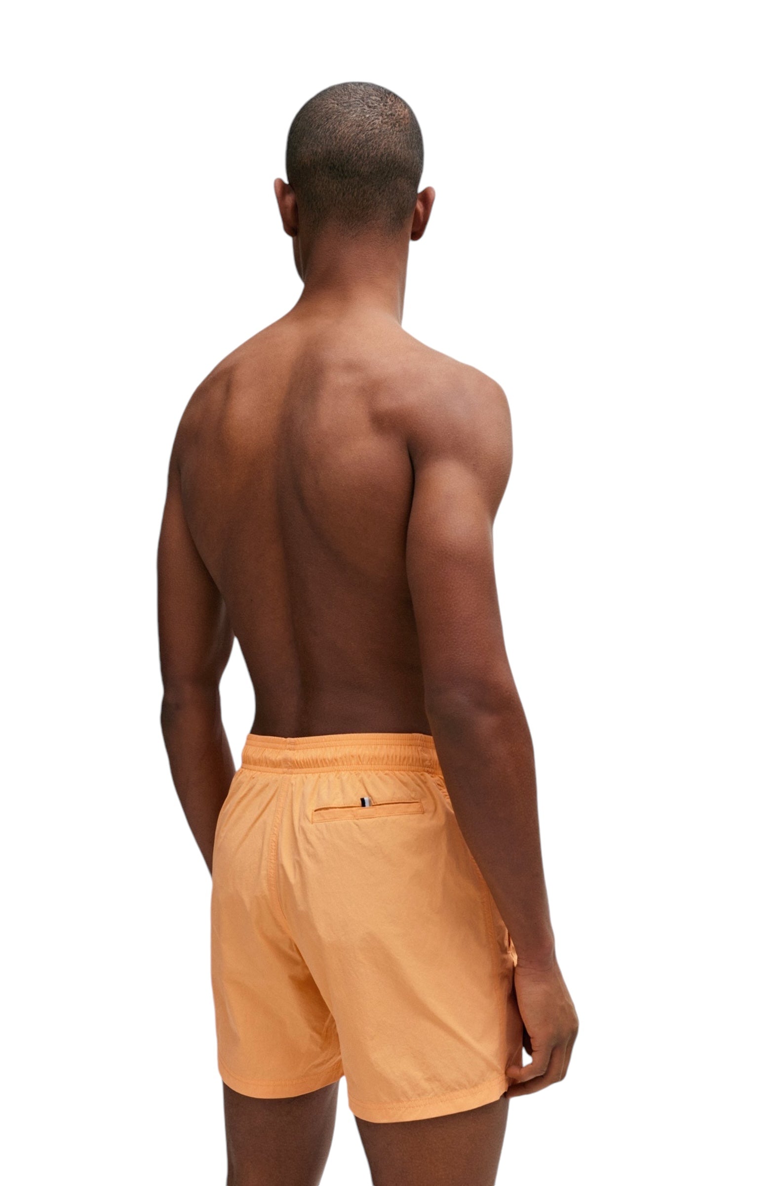 BOSS Octopus Vertical-Logo-Print Swim Shorts In Quick-Dry Poplin