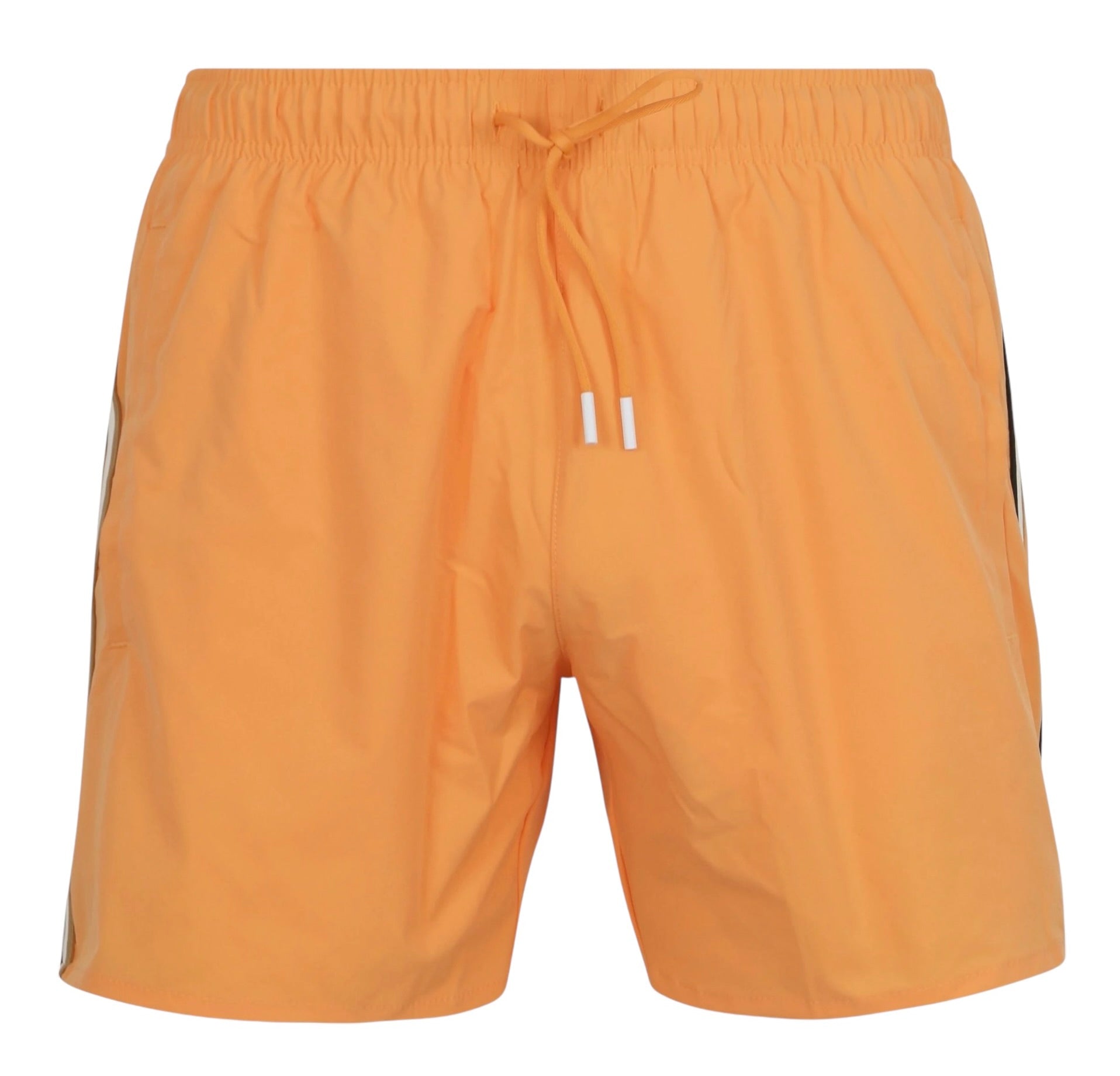 BOSS ICONIC SWIM SHORTS WITH SIGNATURE STRIPE AND LOGO