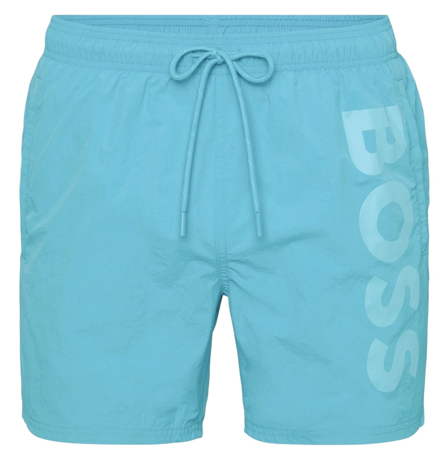 BOSS Octopus Vertical-Logo-Print Swim Shorts In Quick-Dry Poplin