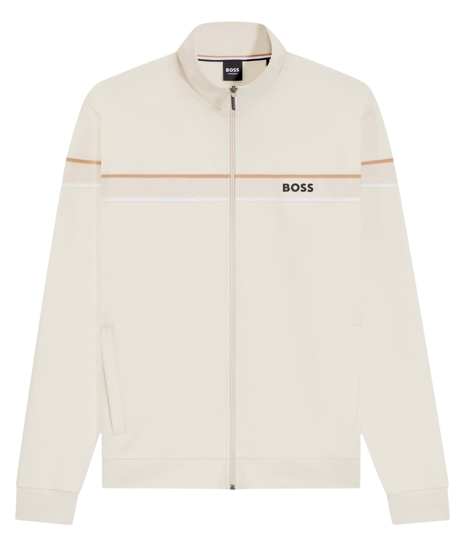 BOSS Iconic Zip-Up Jacket In Cotton Terry With Tape Trims