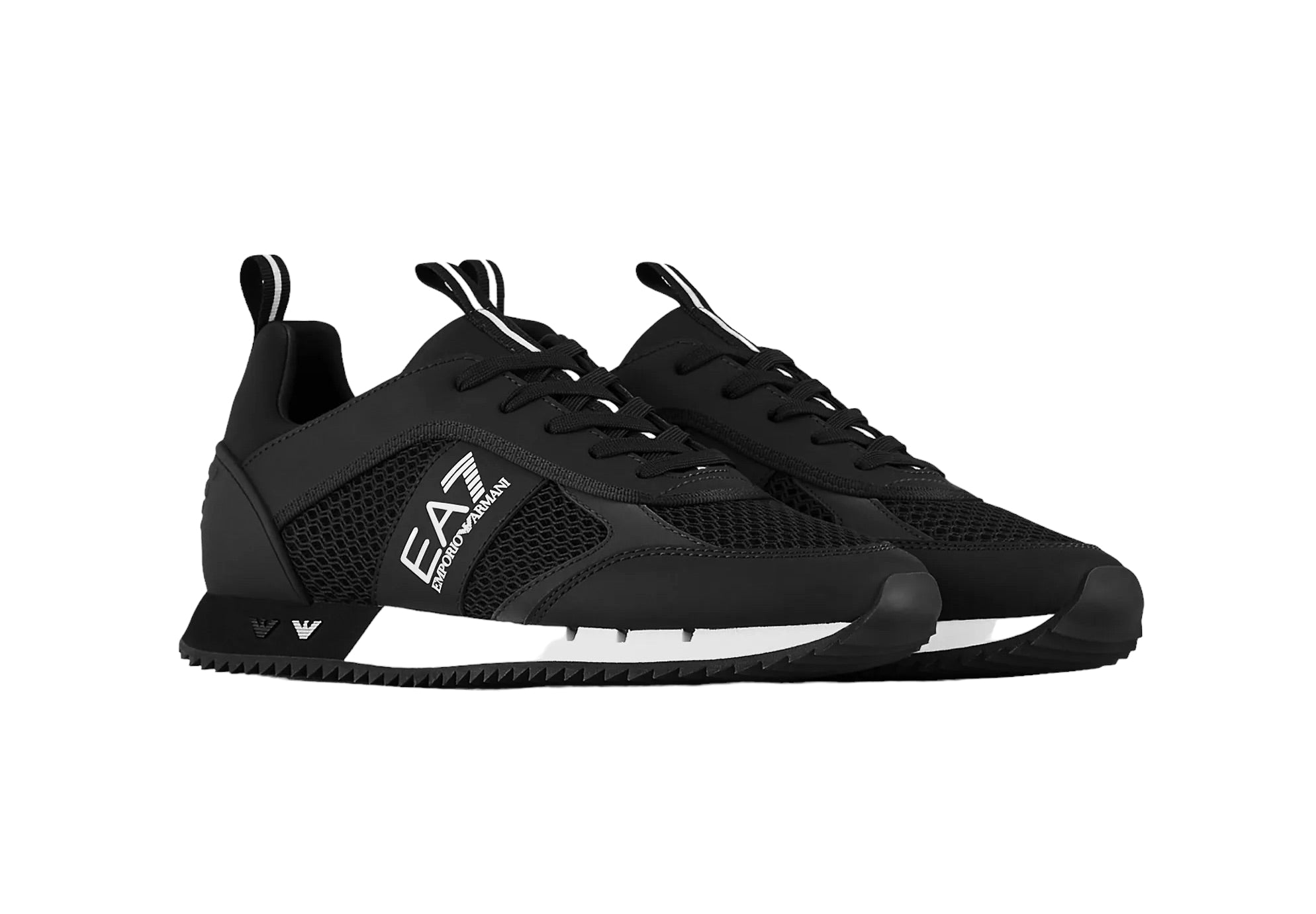 EA7 EMPORIO ARMANI BLACK & WHITE LACES TRAINERS