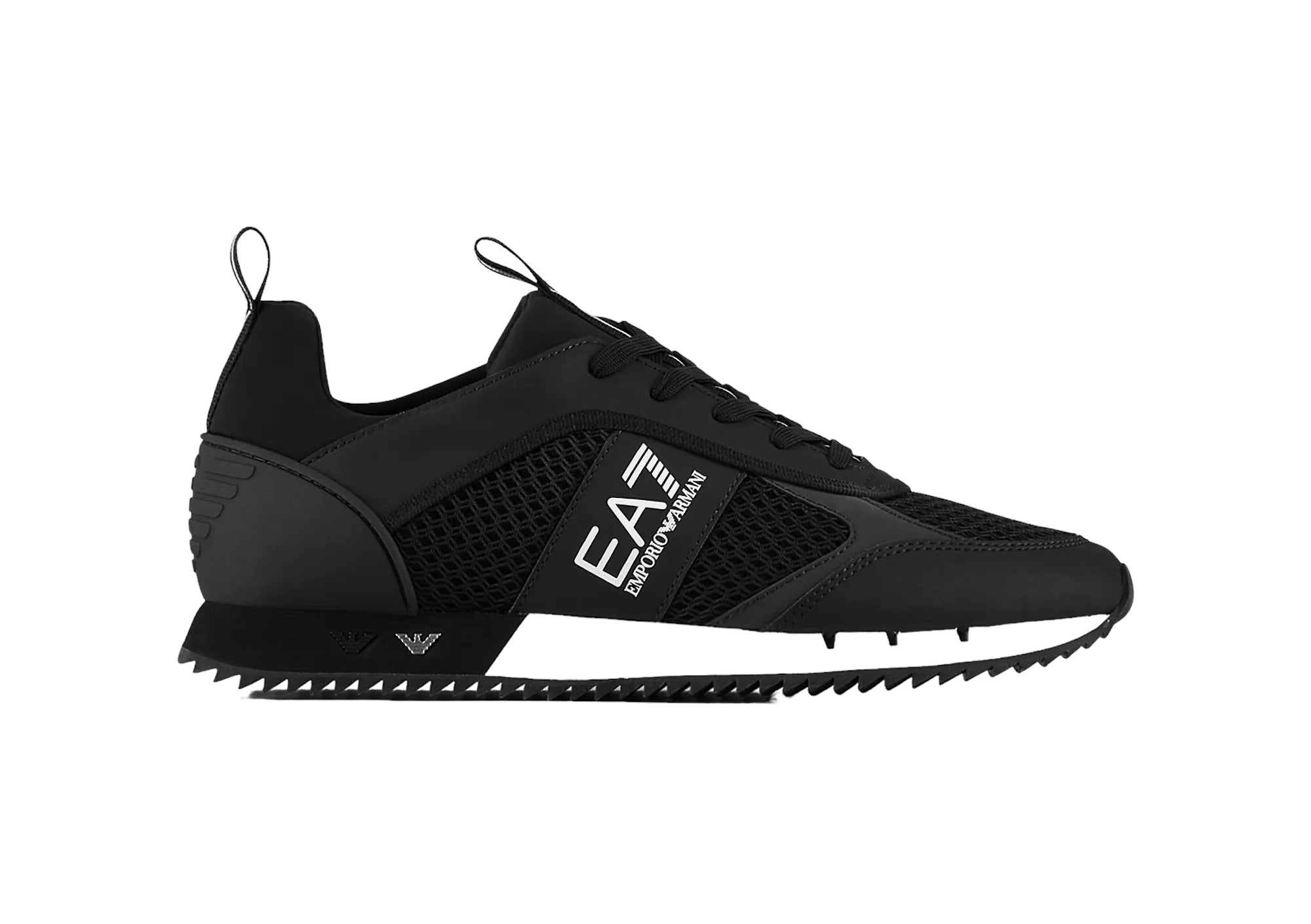 EA7 EMPORIO ARMANI BLACK & WHITE LACES TRAINERS