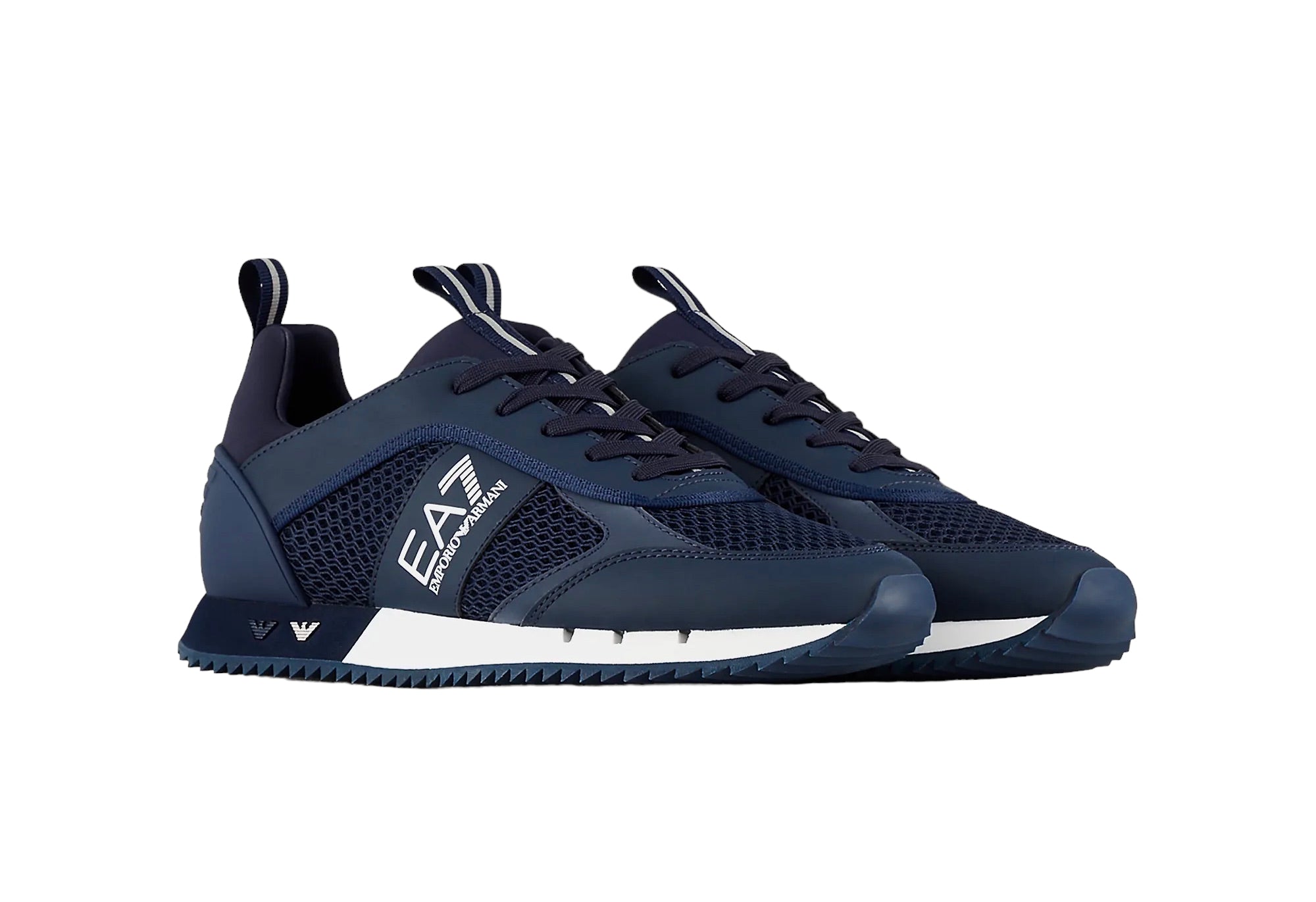 EA7 EMPORIO ARMANI BLACK & WHITE LACES TRAINERS