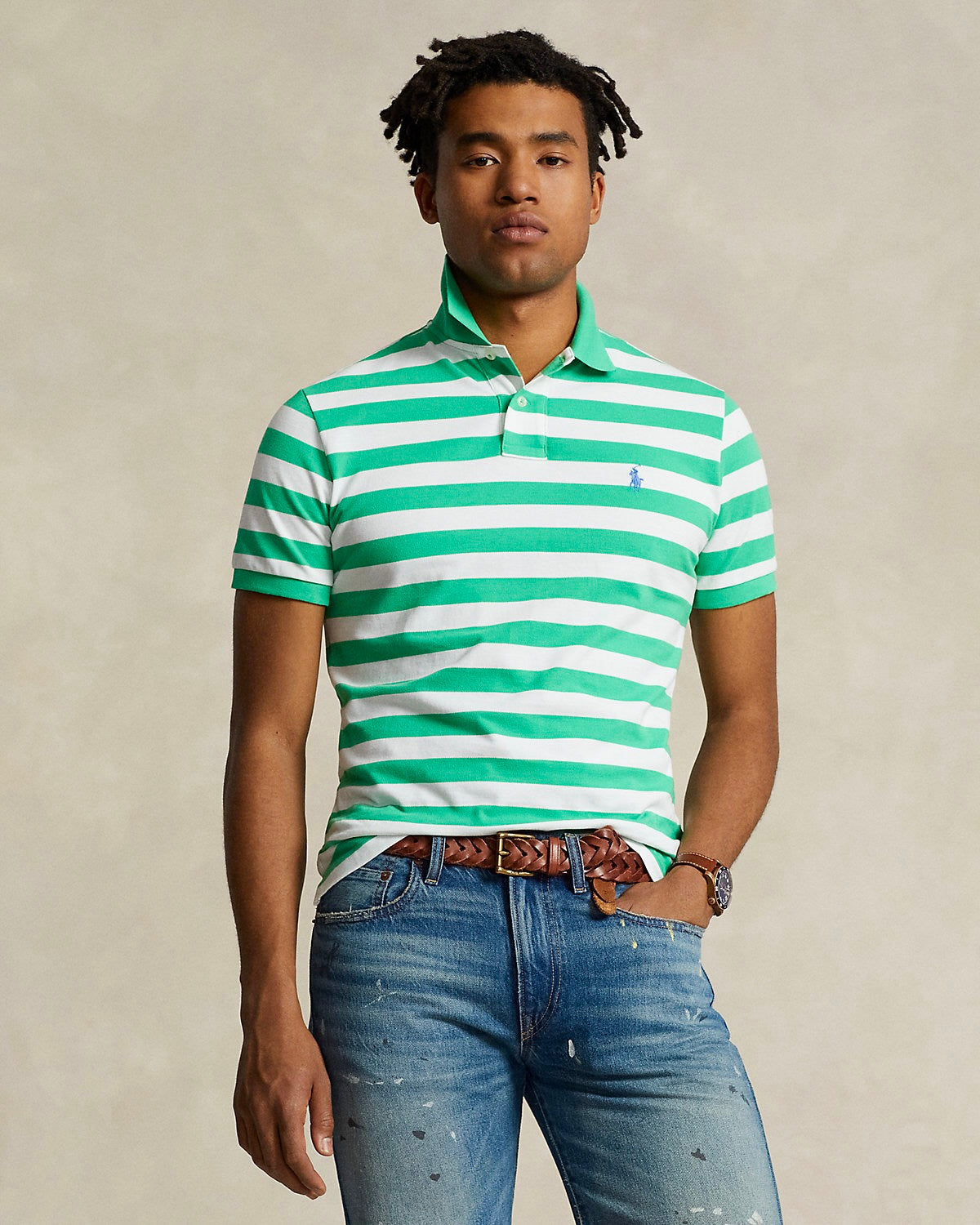 Polo Ralph Lauren Custom Slim Fit Striped Polo Shirt