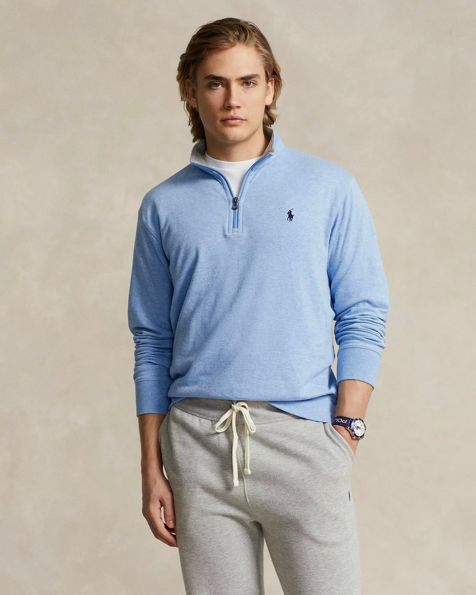 POLO RALPH LAUREN LUXURY JERSEY QUARTER-ZIP PULLOVER