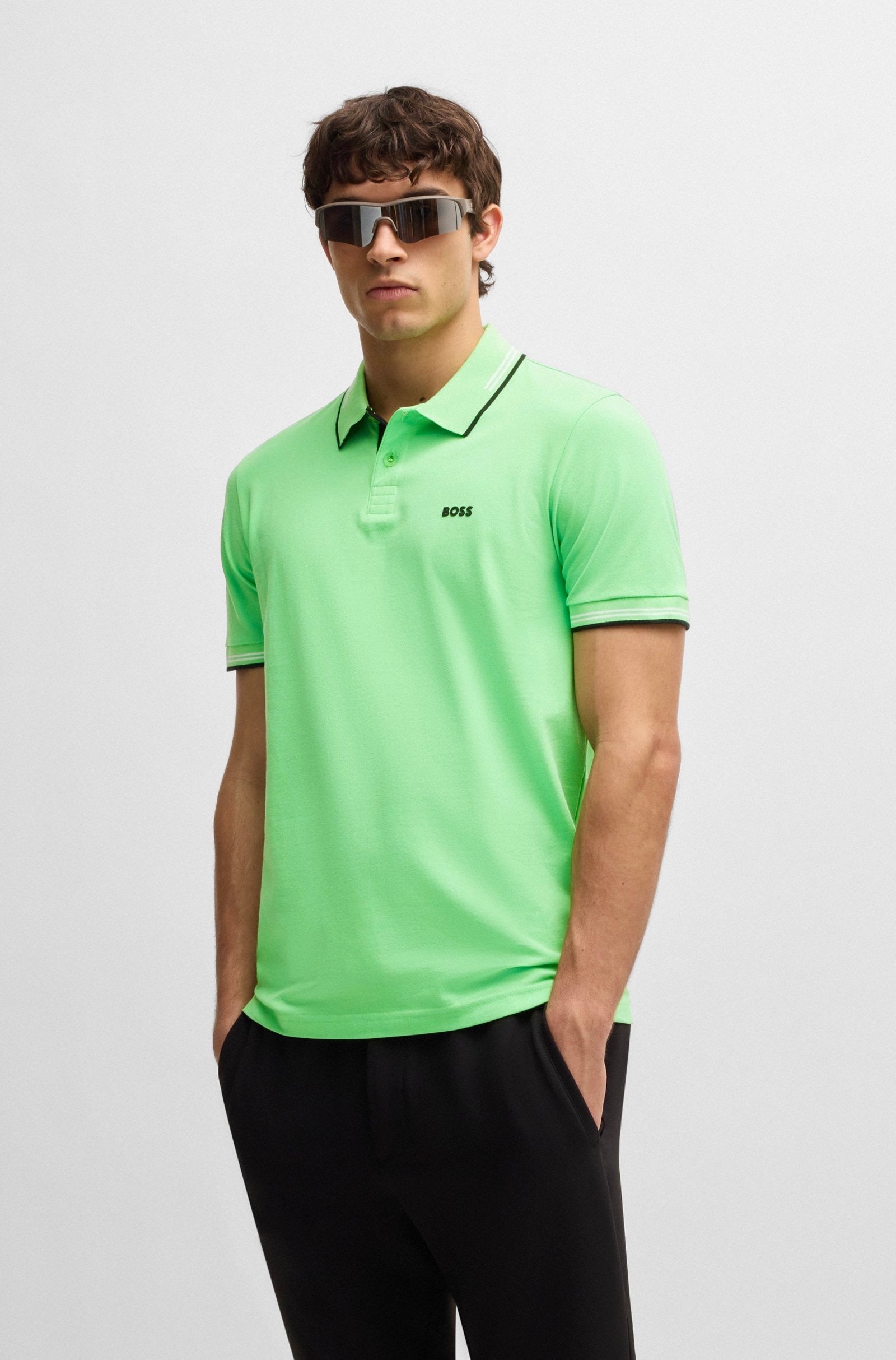 BOSS Paul Slim Fit Stretch Cotton Polo Shirt With Logo Undercollar