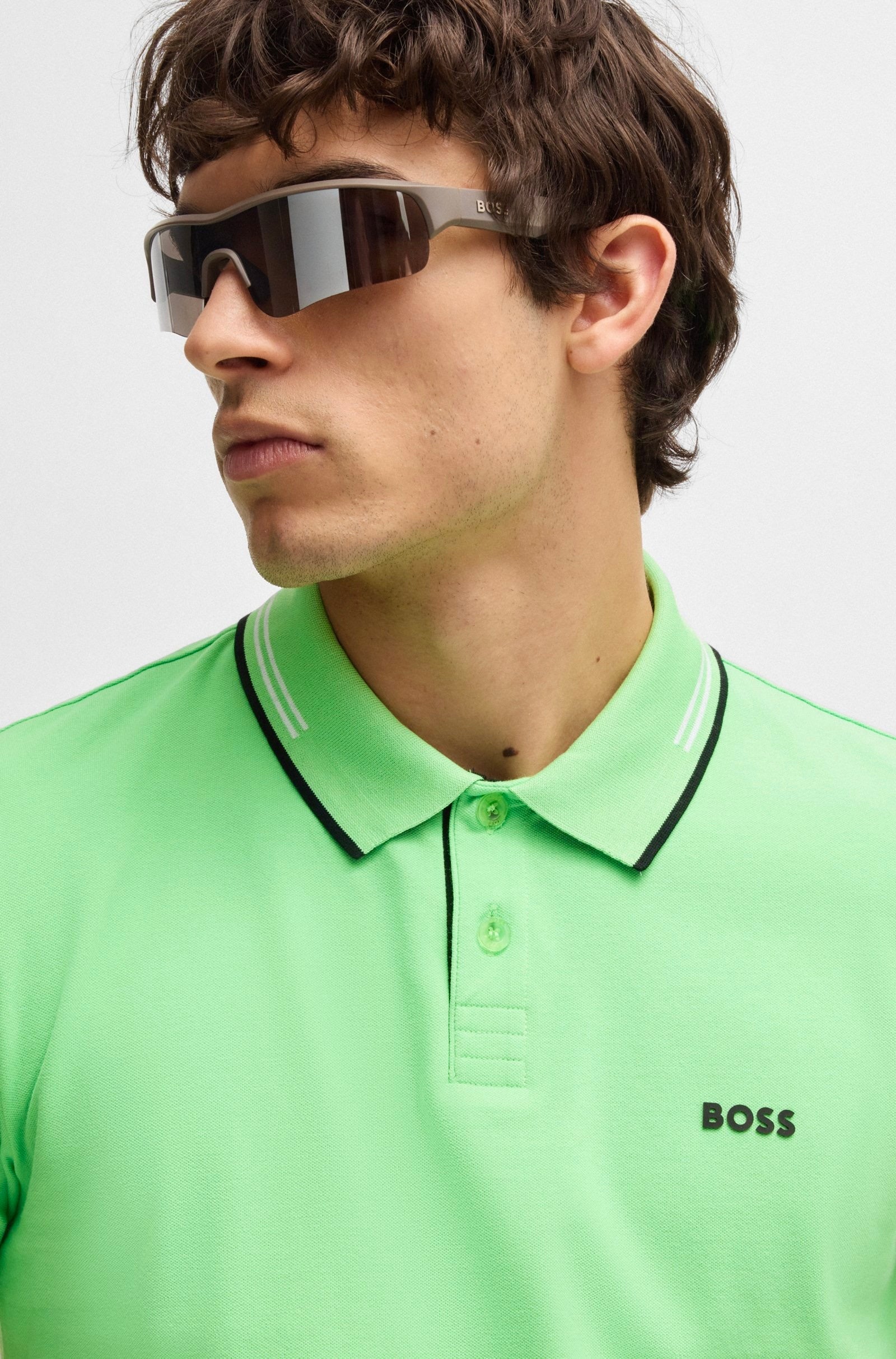 BOSS Paul Slim Fit Stretch Cotton Polo Shirt With Logo Undercollar