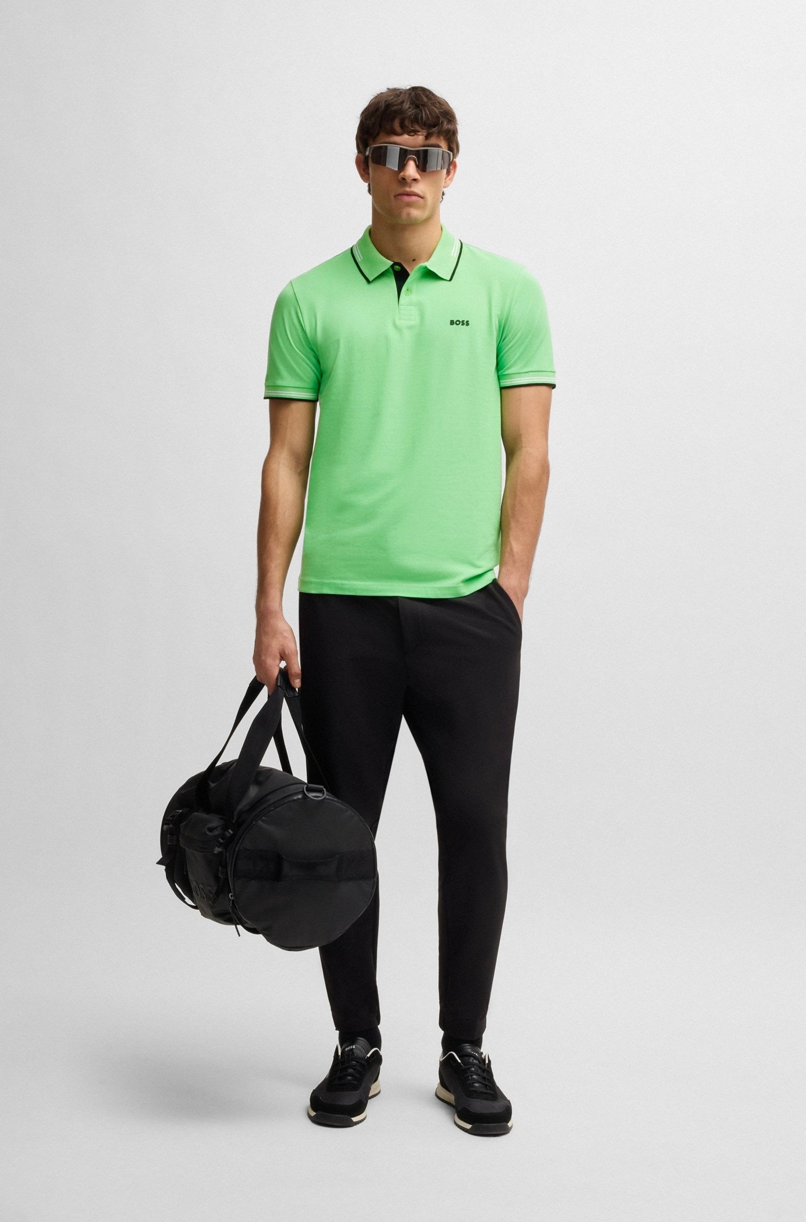 BOSS Paul Slim Fit Stretch Cotton Polo Shirt With Logo Undercollar