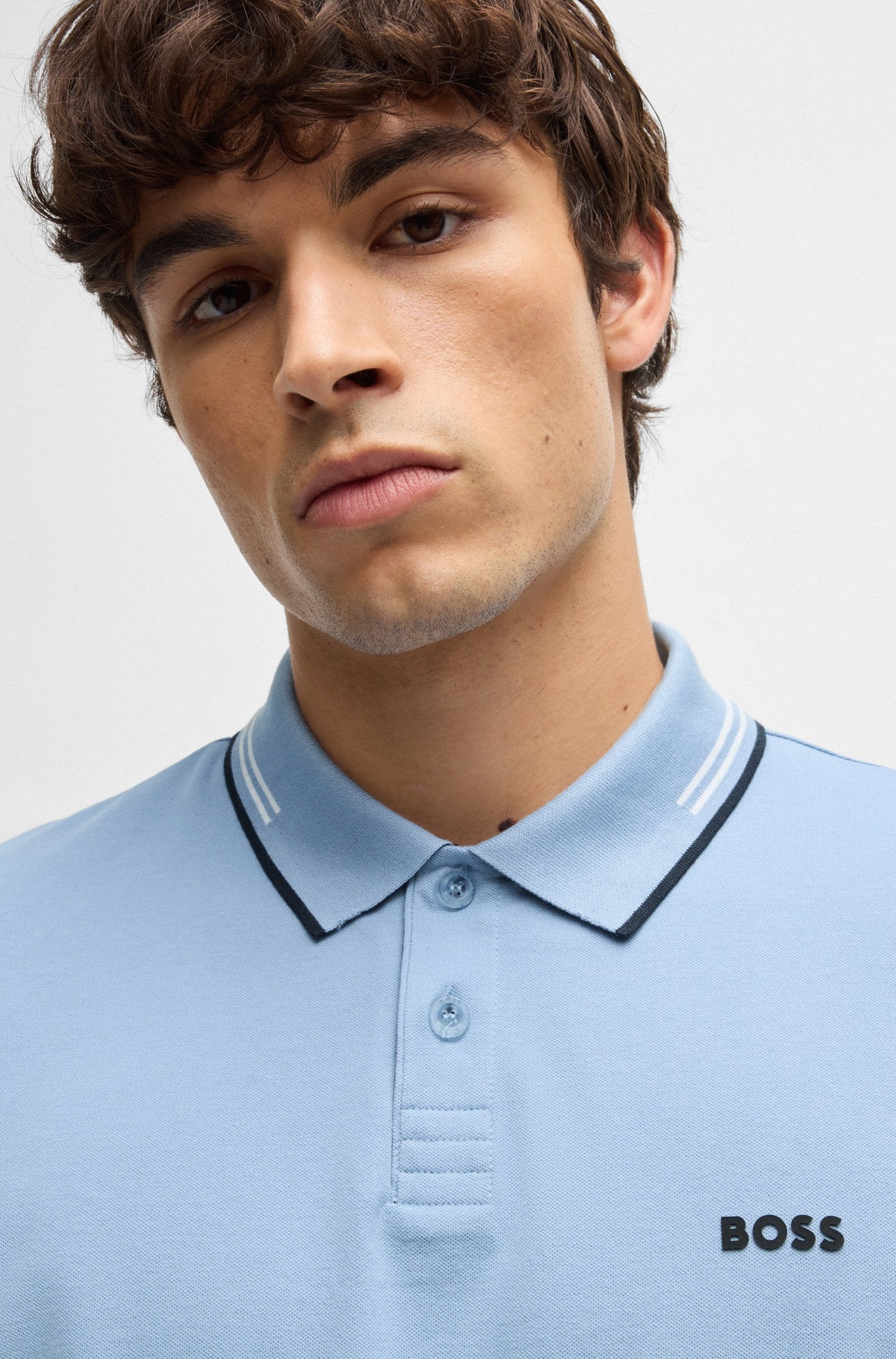 BOSS Paul Slim Fit Stretch Cotton Polo Shirt With Logo Undercollar