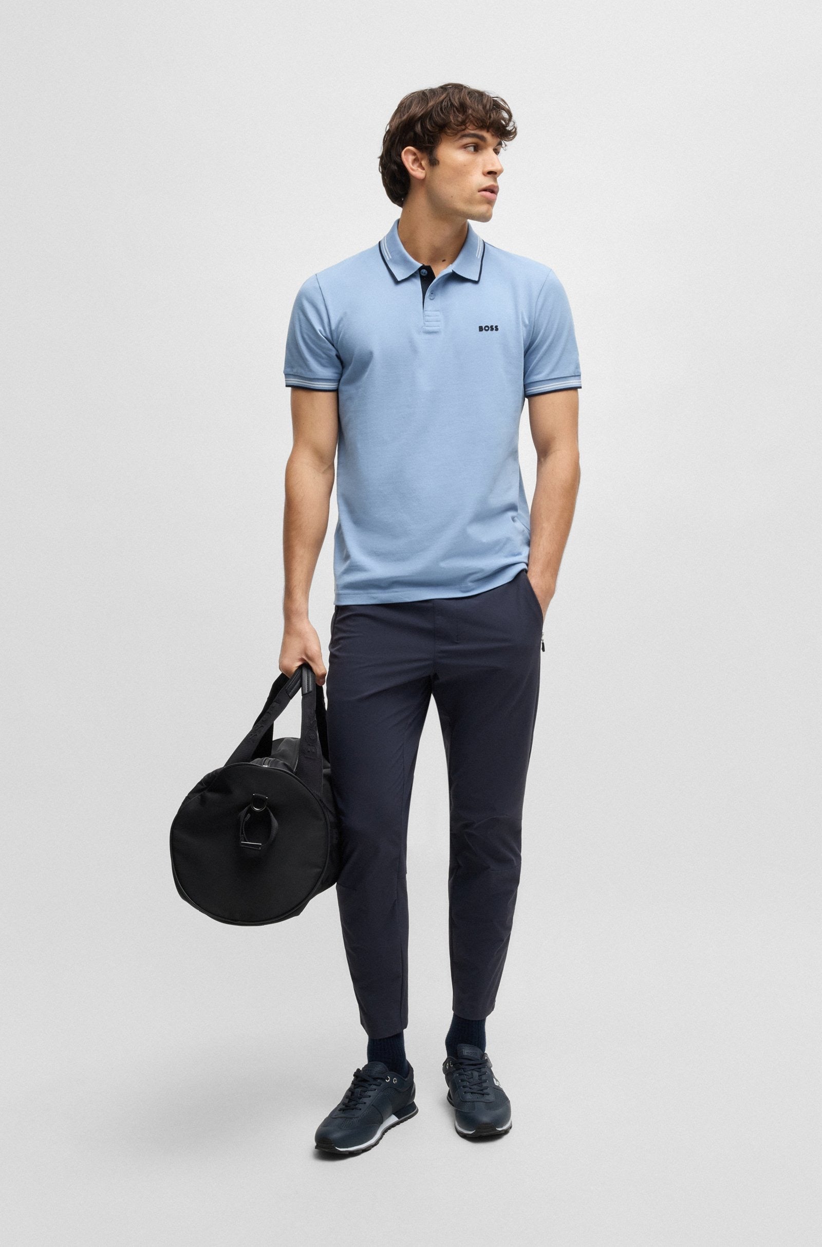 BOSS Paul Slim Fit Stretch Cotton Polo Shirt With Logo Undercollar