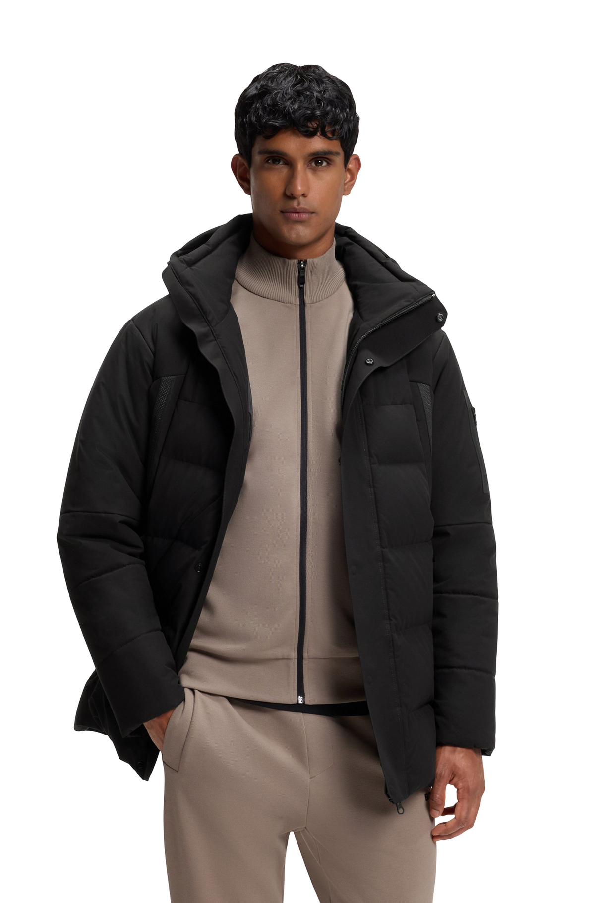 BOSS Block-X Water-Repellent Parka Jacket With Down Filling