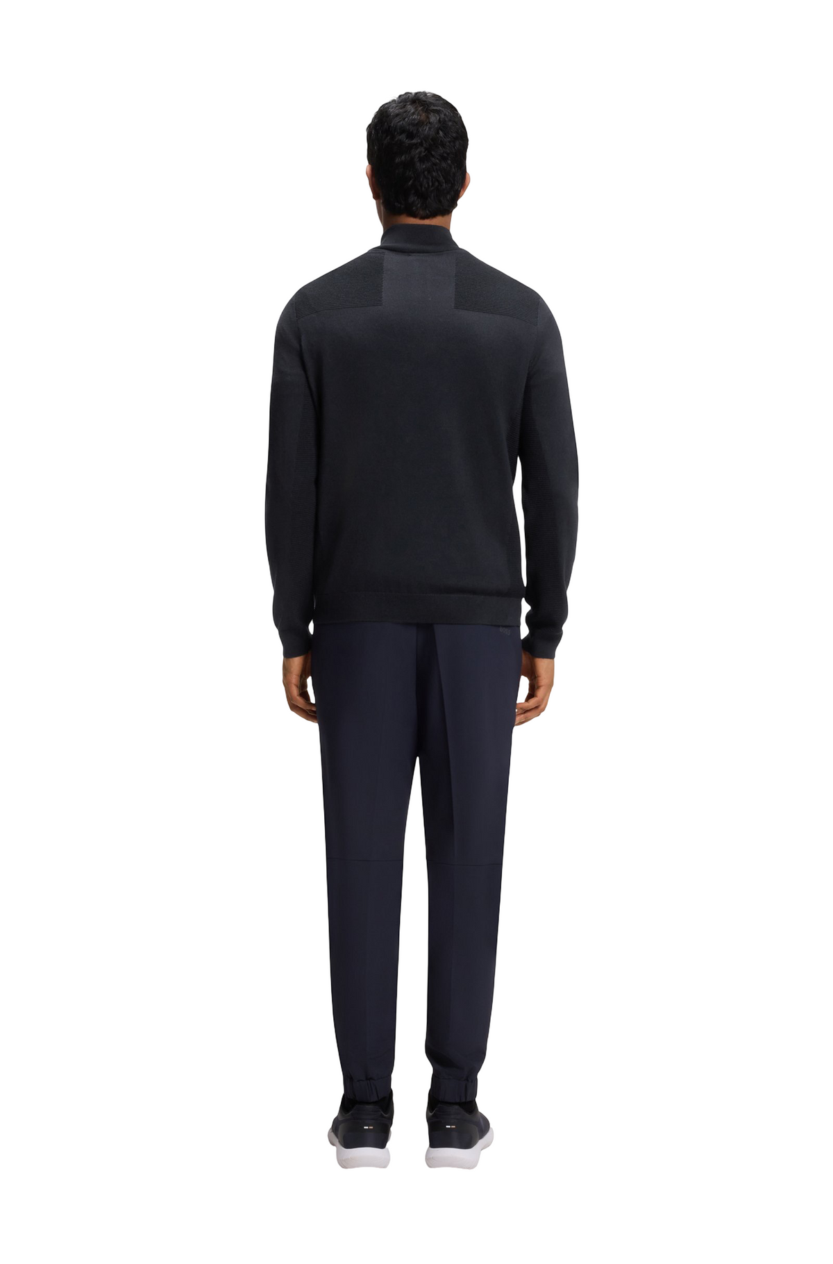BOSS Momentum-X Zip Neck Virgin Wool Blend Sweater With Logo