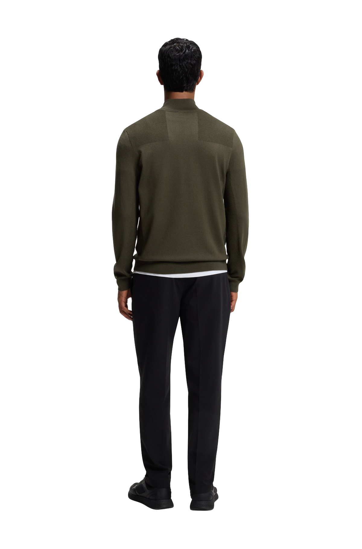 BOSS Momentum-X Zip Neck Virgin Wool Blend Sweater With Logo