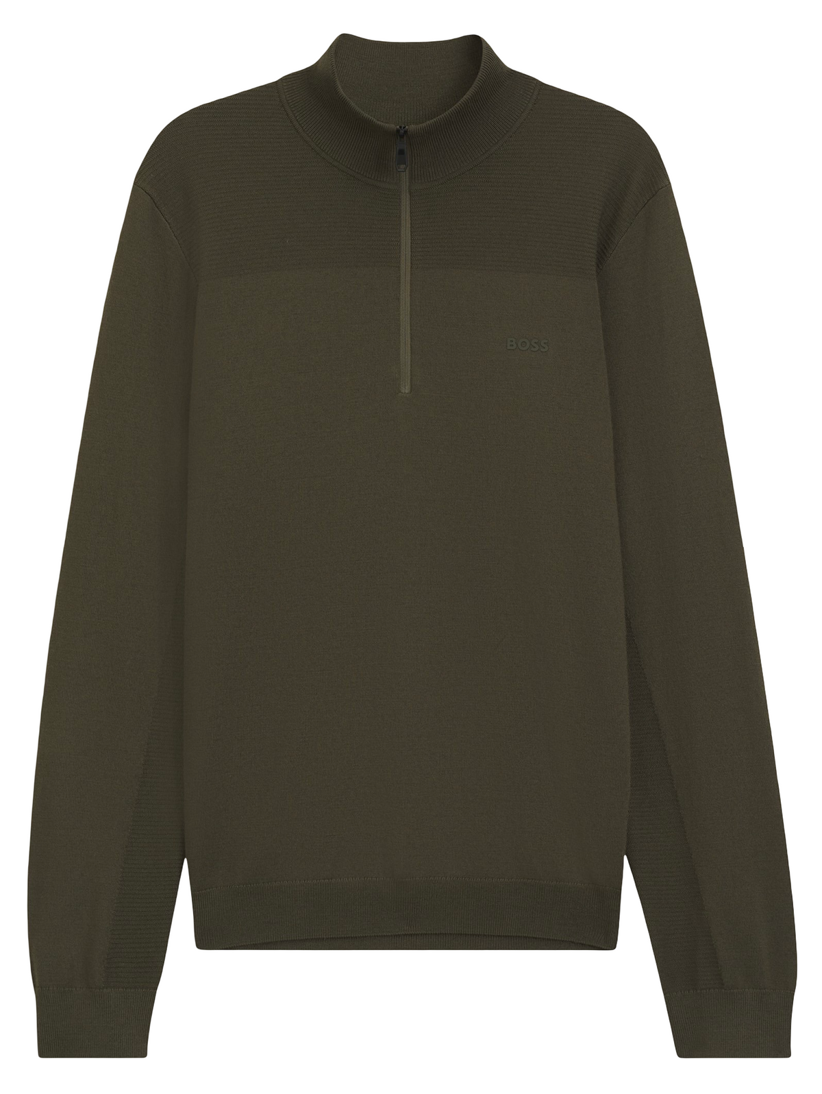 BOSS Momentum-X Zip Neck Virgin Wool Blend Sweater With Logo