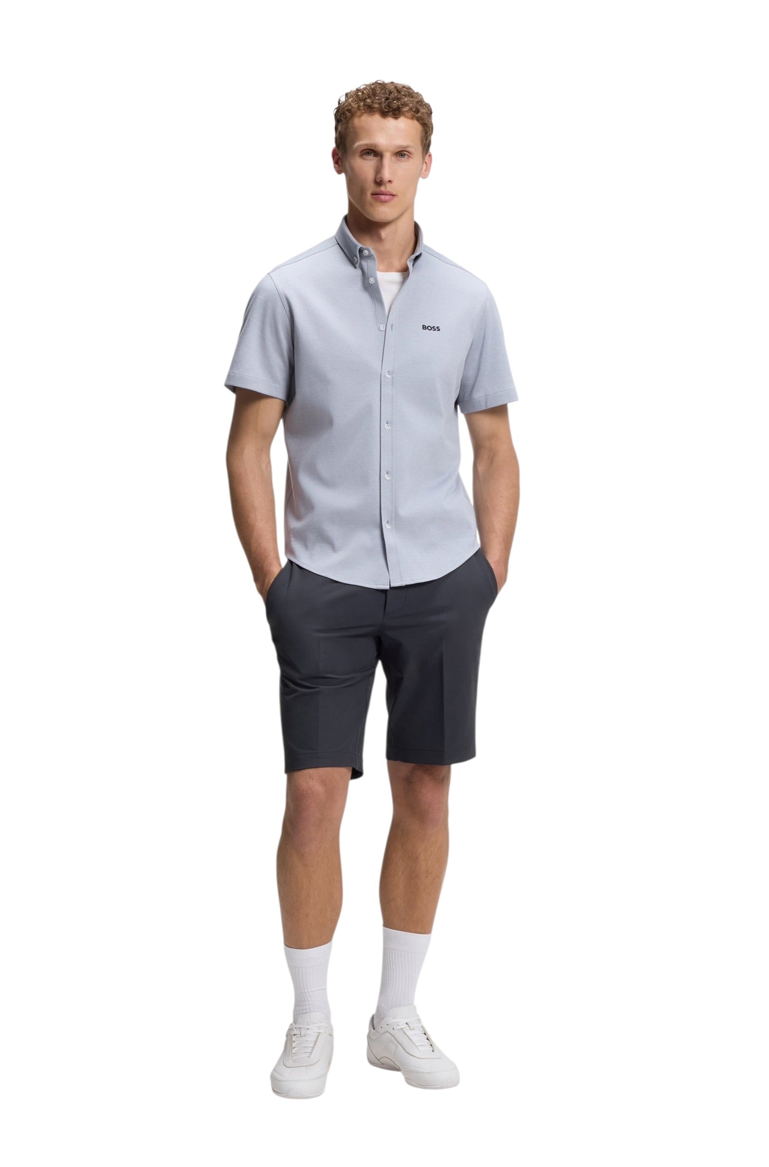 BOSS S Commuter Slim-Fit Shorts In Water-Repellent Stretch Fabric