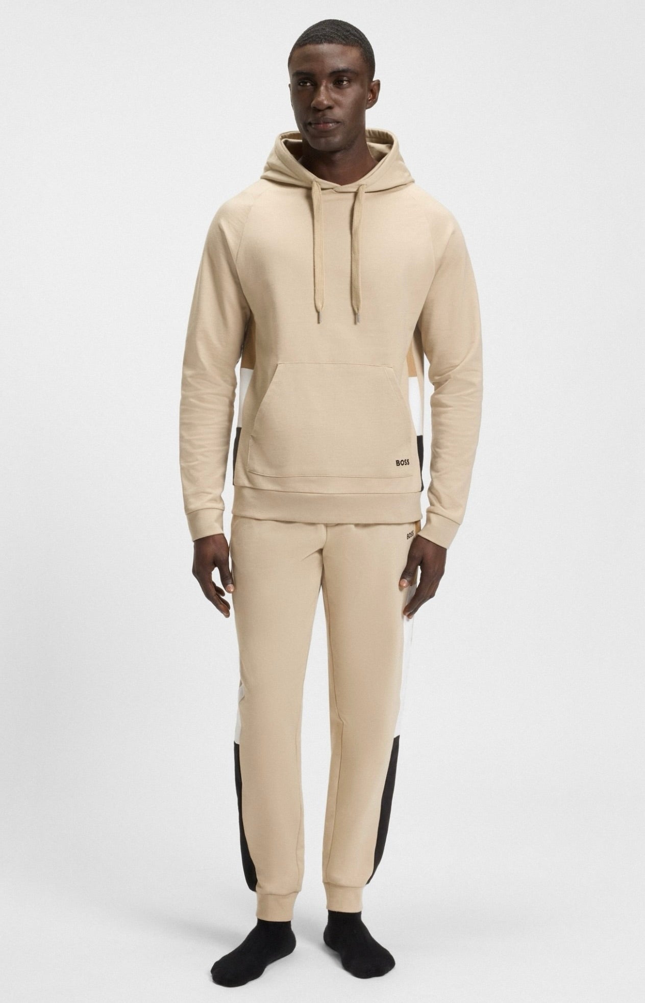 BOSS Iconic Regular-Fit Hoodie In Cotton Terry With Contrast Panels