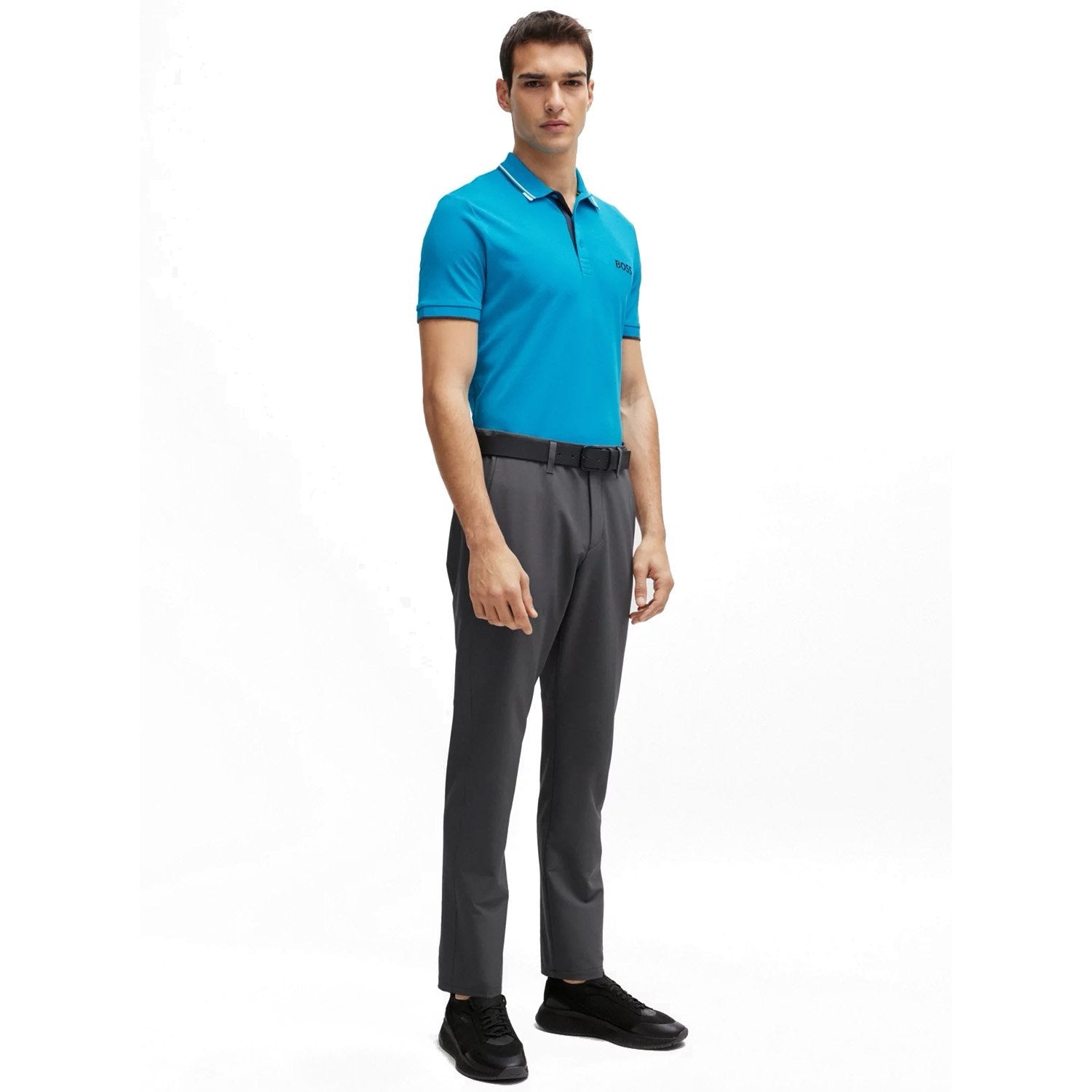 BOSS Paddy Pro Cotton Blend Polo Shirt With Contrast Logos