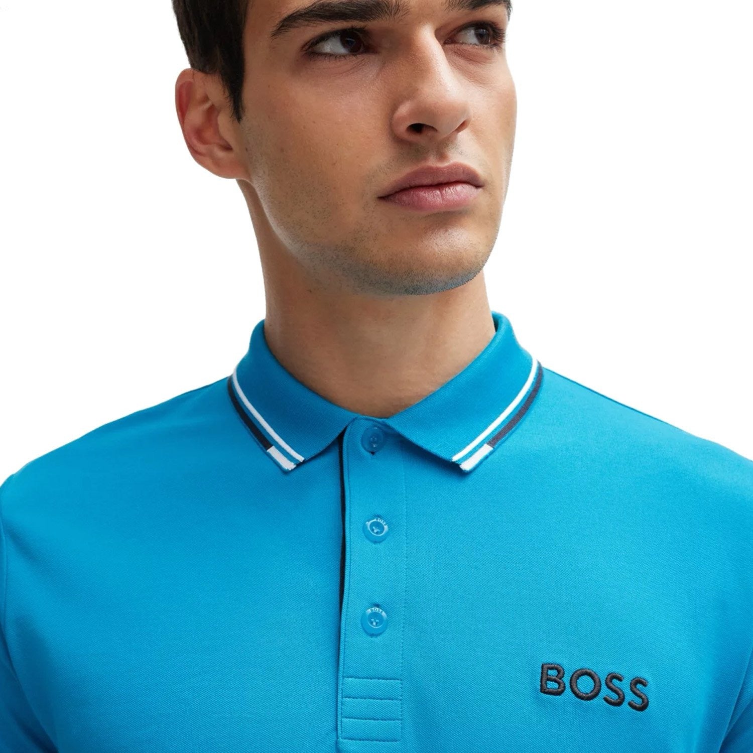 BOSS Paddy Pro Cotton Blend Polo Shirt With Contrast Logos