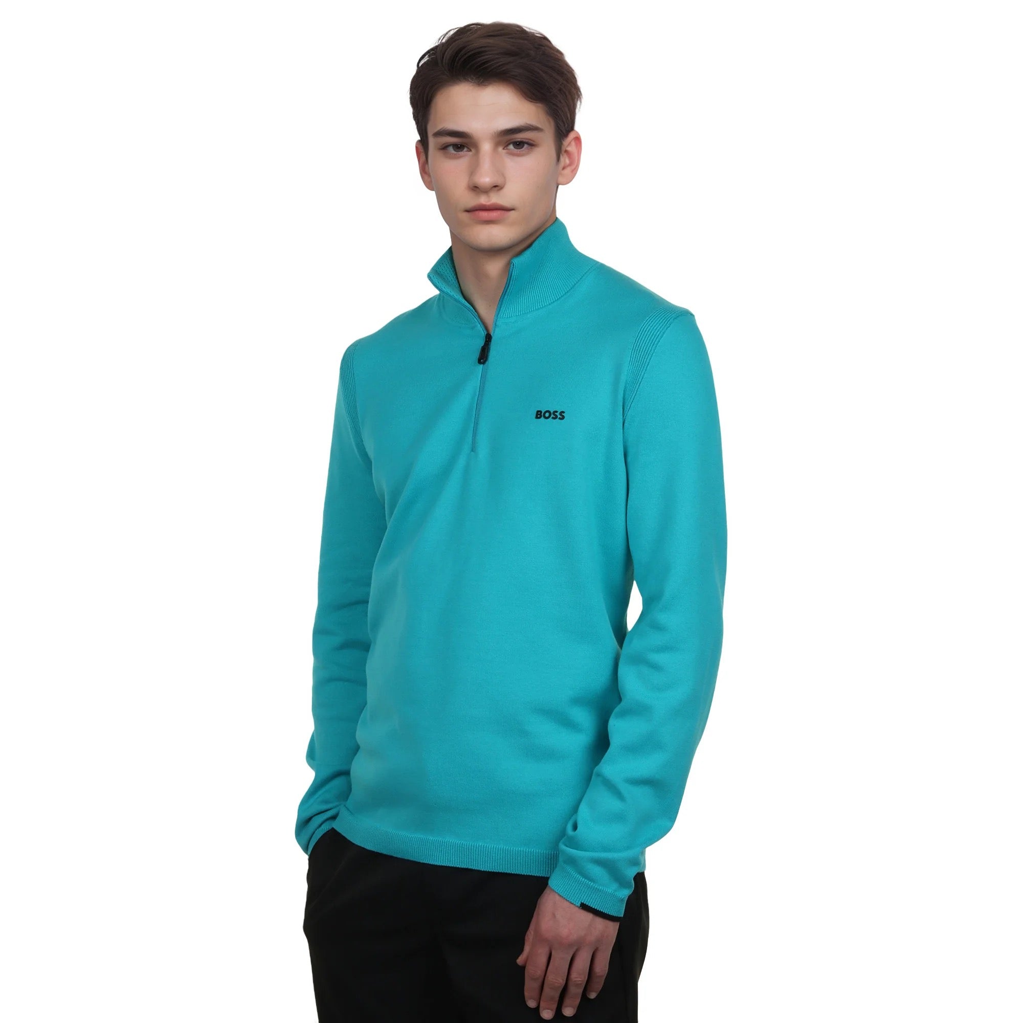 BOSS Ever-X_QZ Cotton Blend Regular Fit Sweater With Logo Print