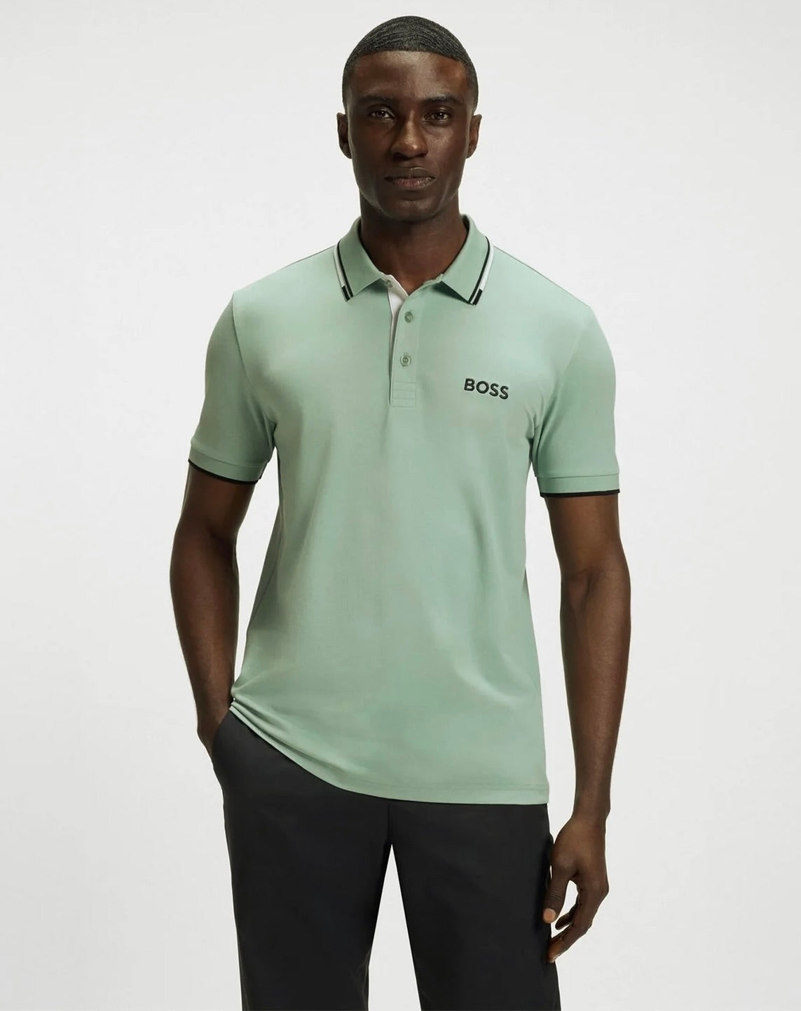 BOSS Paddy Pro Cotton Blend Polo Shirt With Contrast Logos