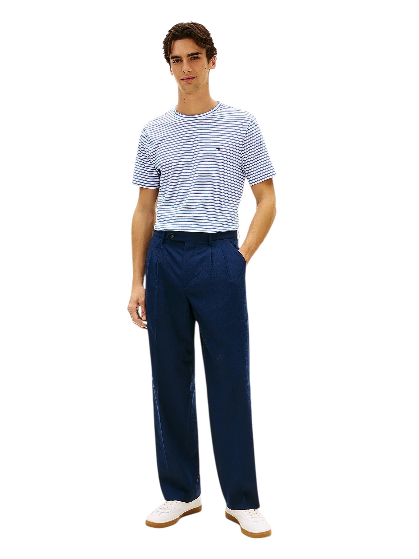 Tommy Hilfiger Stripe Flag Embroidery Crew Neck T-Shirt