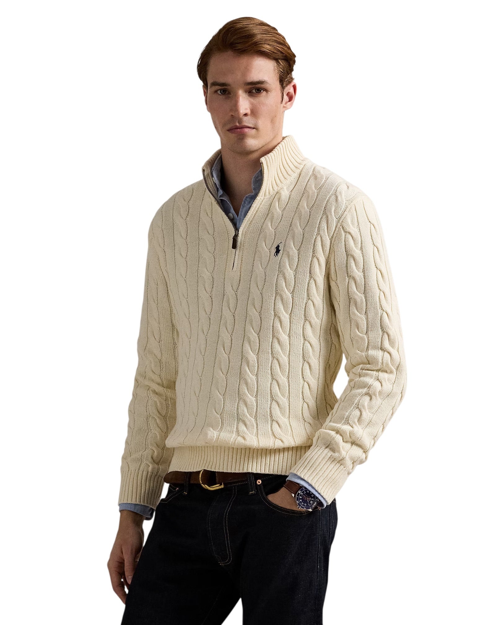 Polo Ralph Lauren Cable Knit Cotton Quarter-Zip Jumper