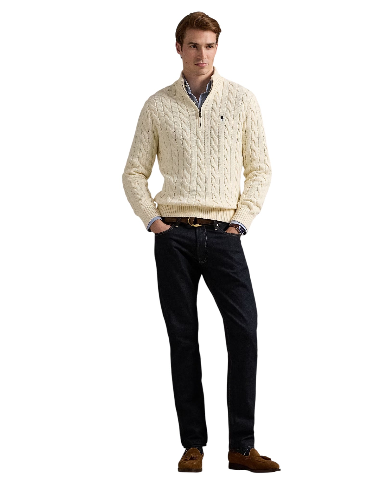 Polo Ralph Lauren Cable Knit Cotton Quarter-Zip Jumper