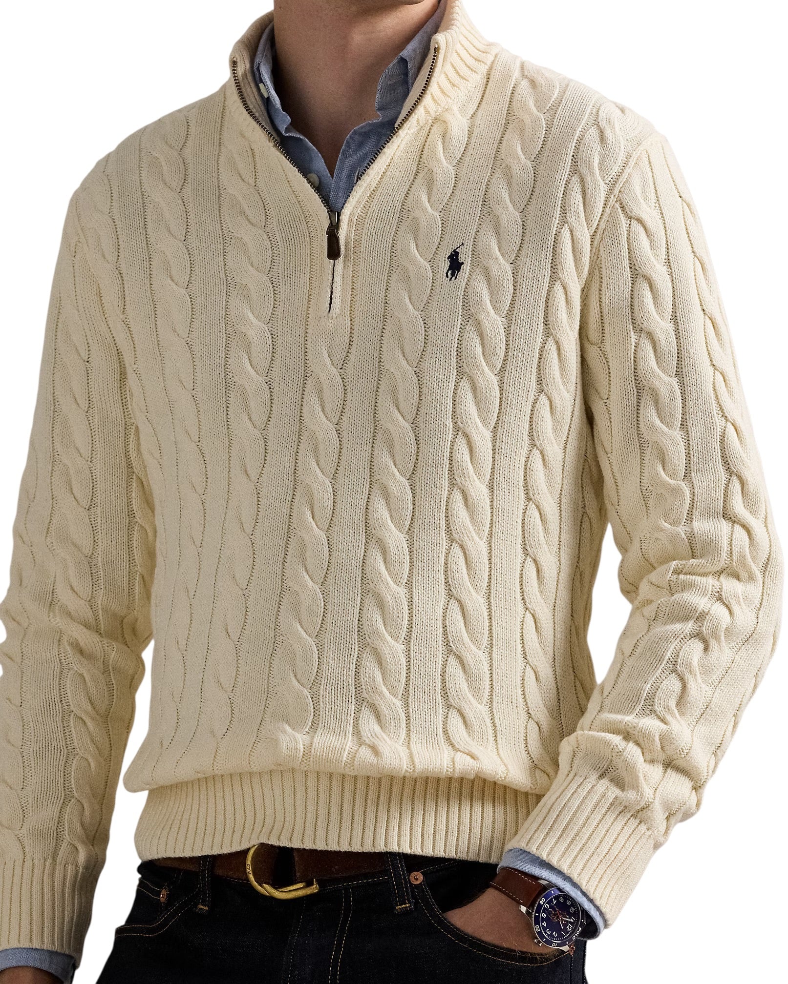 Polo Ralph Lauren Cable Knit Cotton Quarter-Zip Jumper