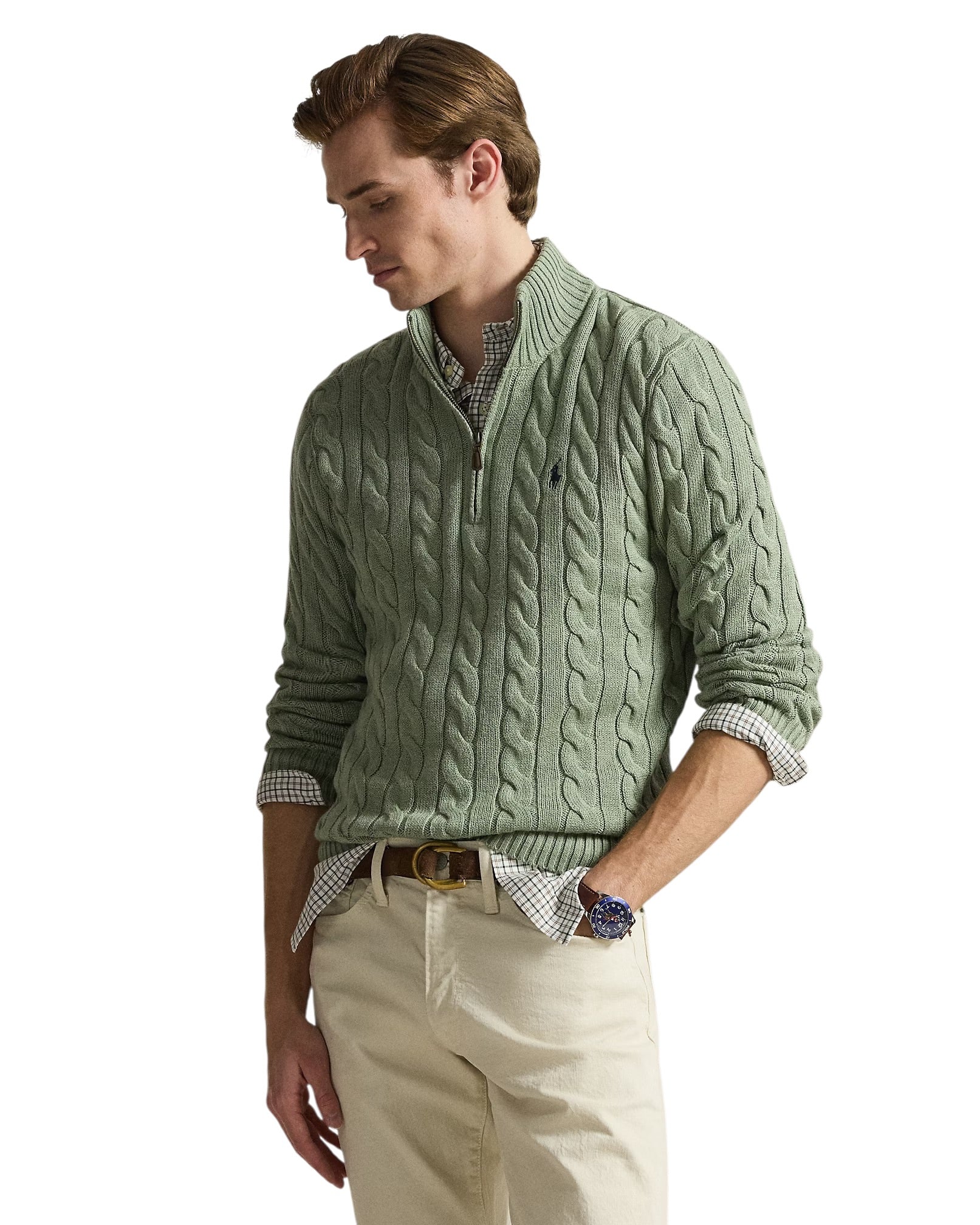 Polo Ralph Lauren Cable Knit Cotton Quarter-Zip Jumper
