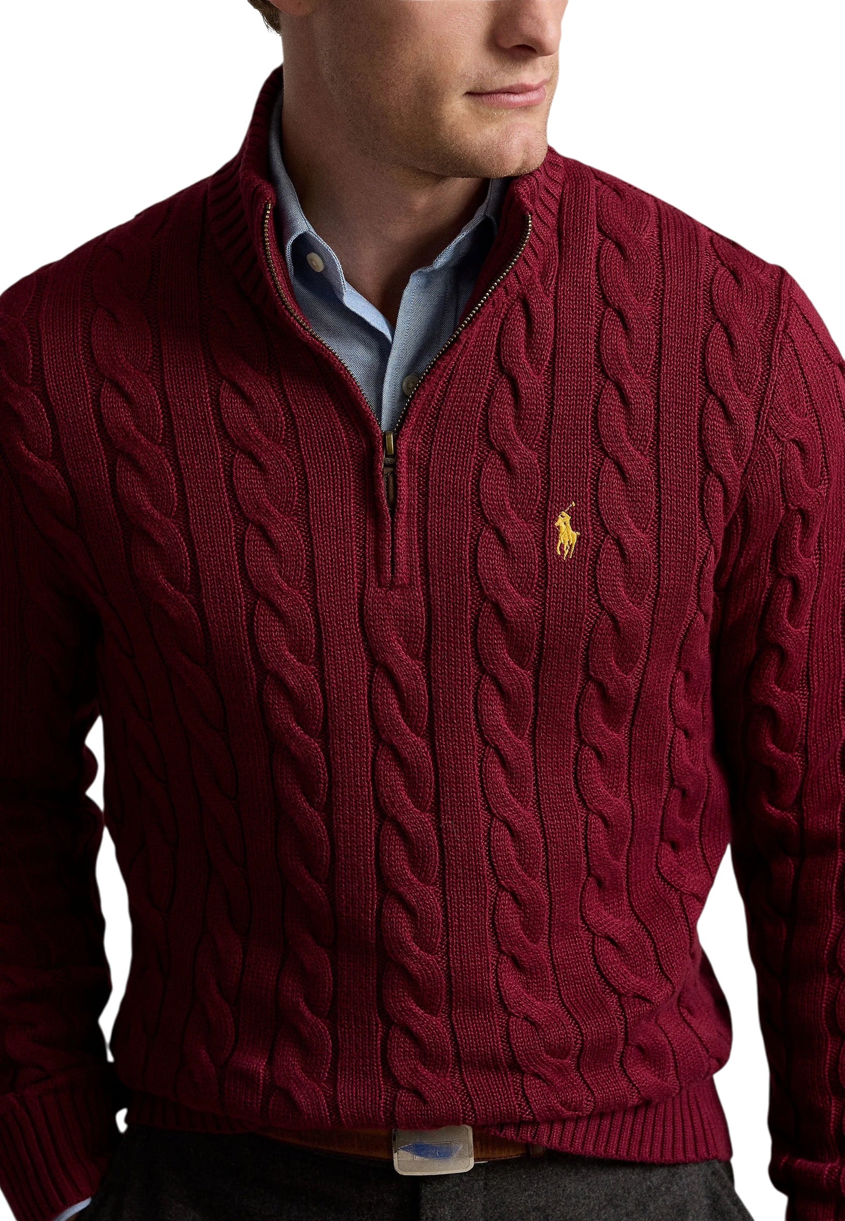 Polo Ralph Lauren Cable Knit Cotton Quarter-Zip Jumper