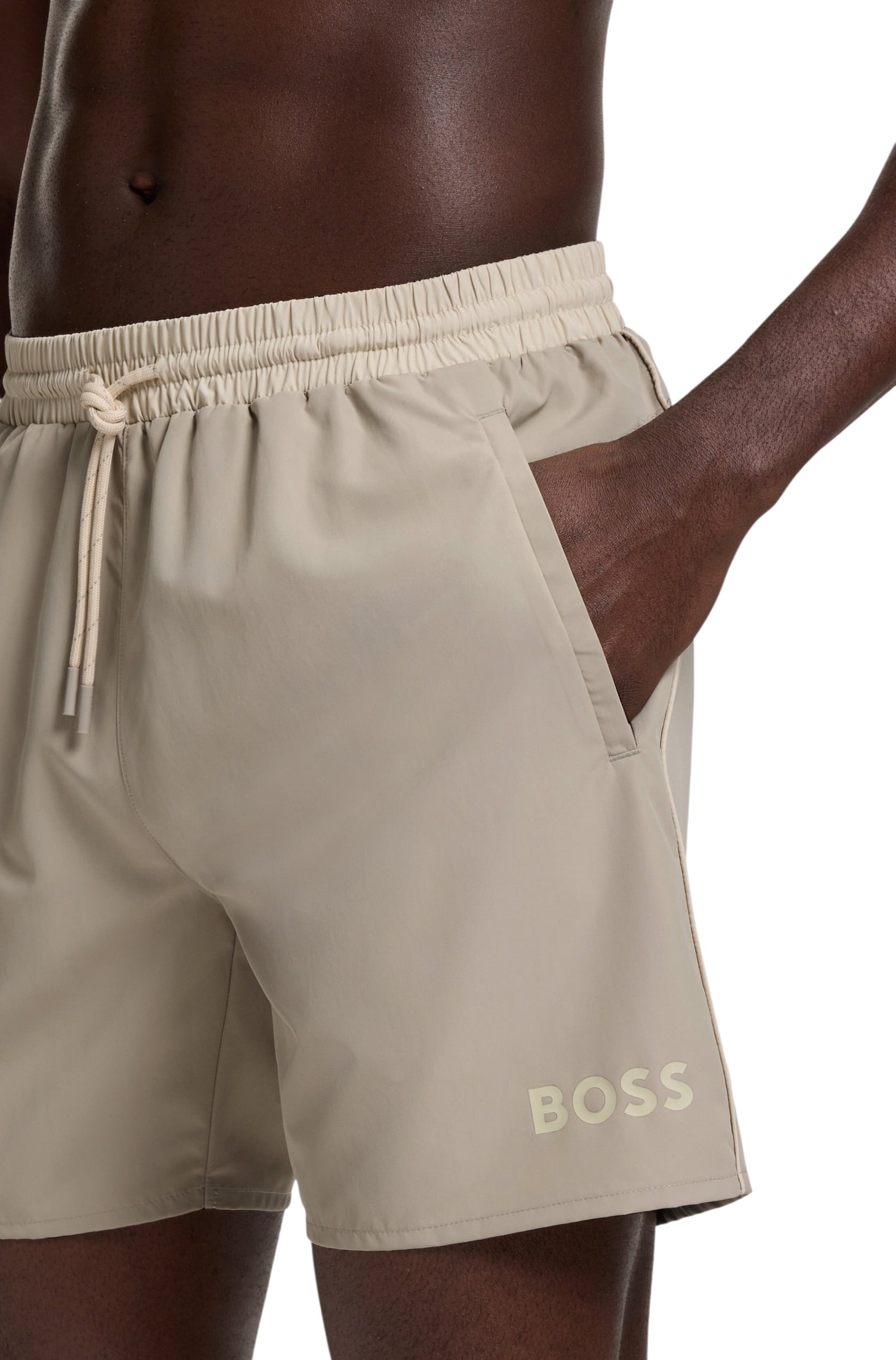 BOSS Starfish Quick-Drying Swim Shorts With Contrast Logo And Piping